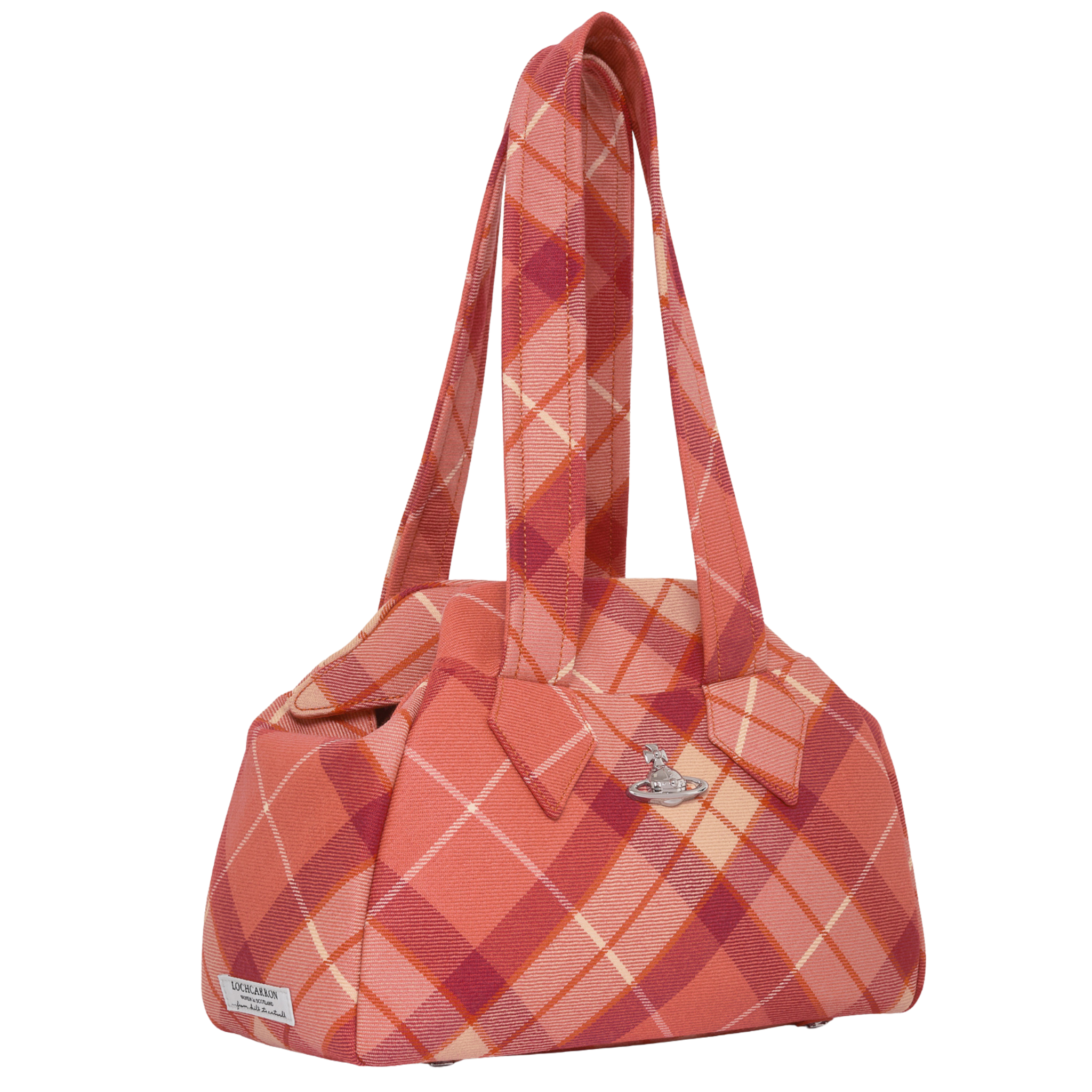 Womens Vivienne Westwood Fraser Pink Wool Tartan Archive Medium Bag