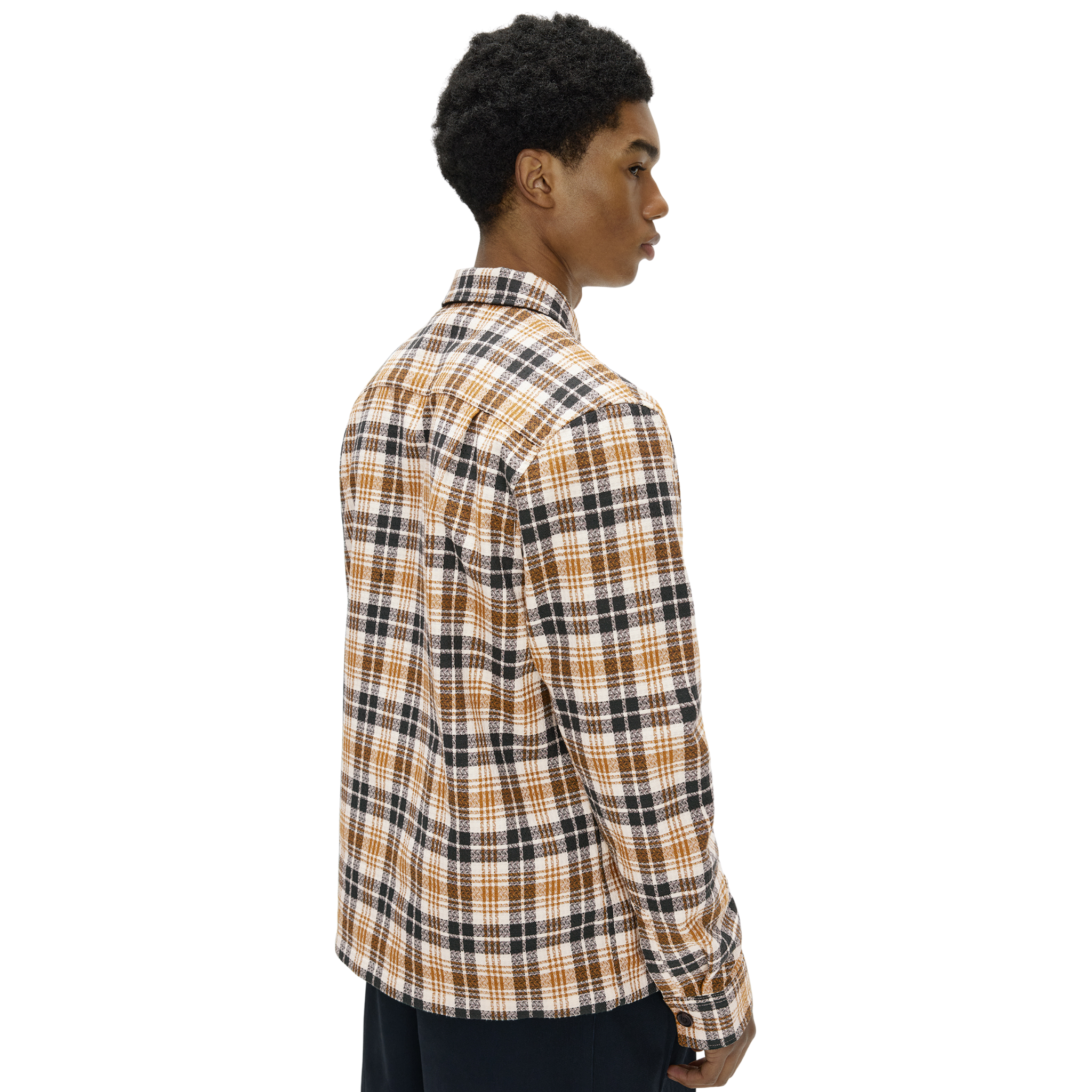 Mens Fred Perry Ecru Textured Check Overshirt