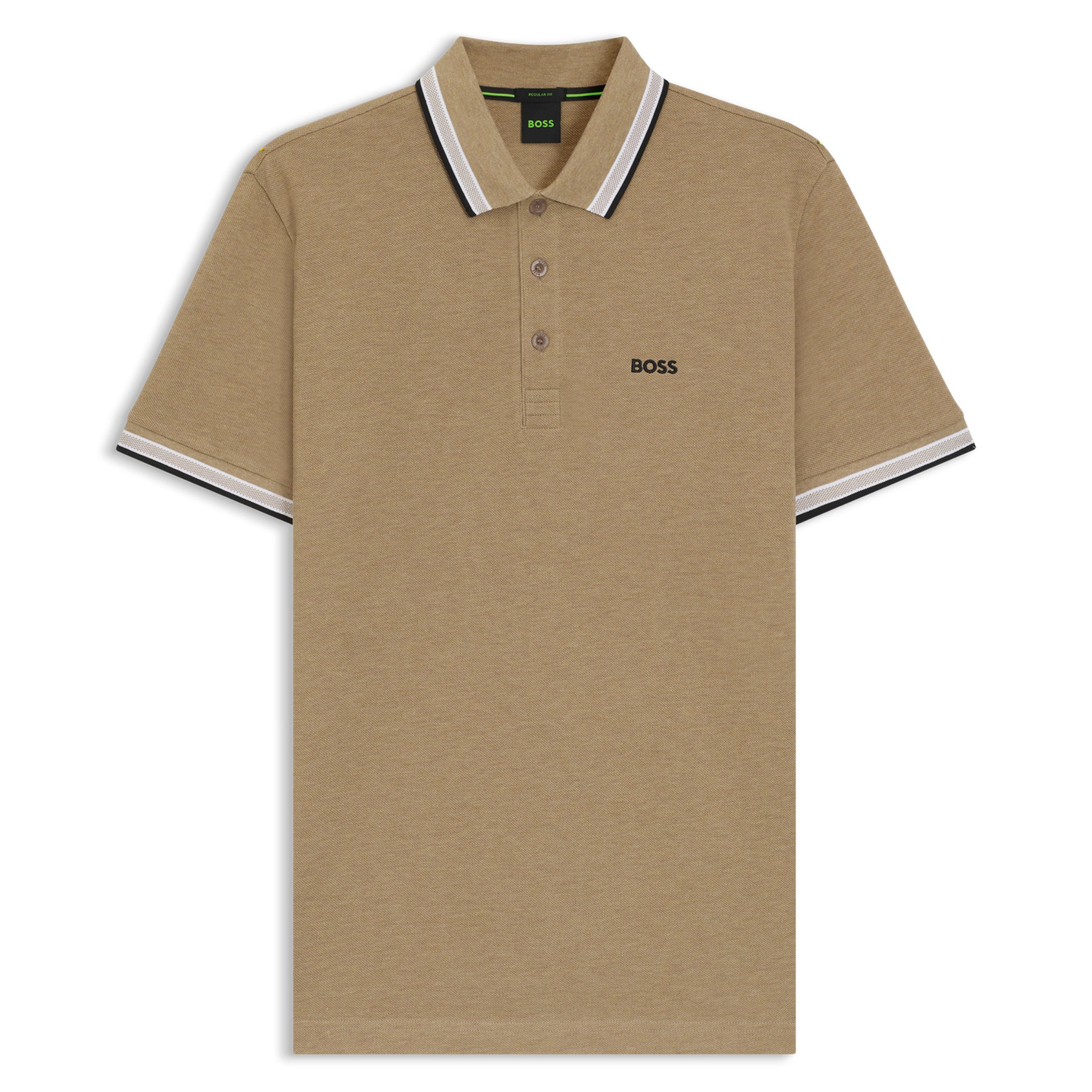 Mens BOSS Medium Beige Paddy Regular Fit S/s Polo Shirt