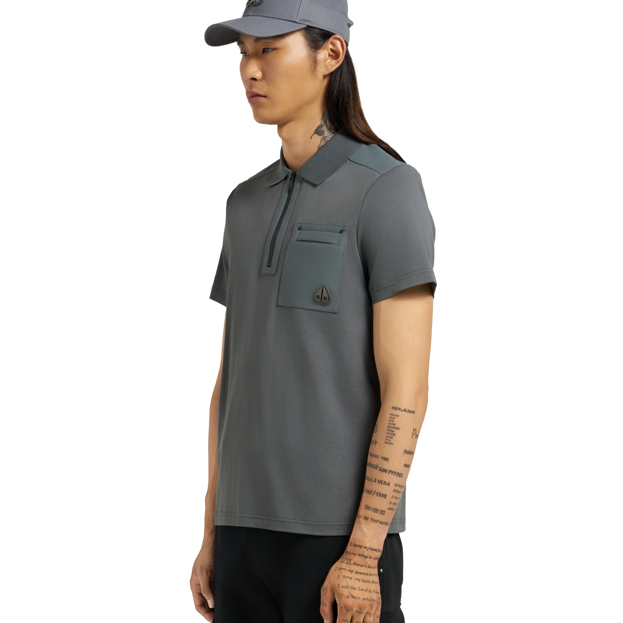Mens Moose Knuckles Cement Dalon S/s Polo Shirt