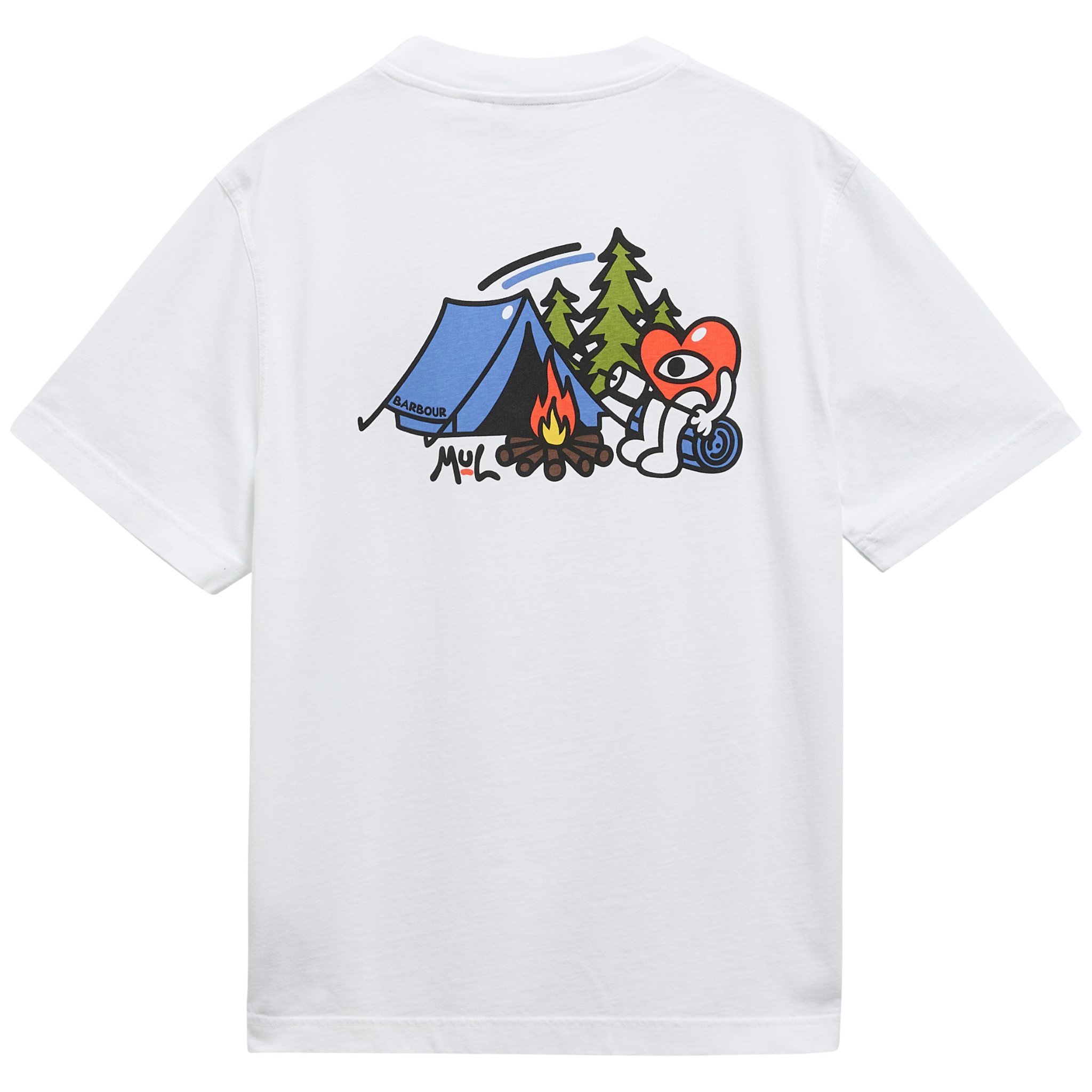 Mens Barbour x Mul White Camping S/s T Shirt