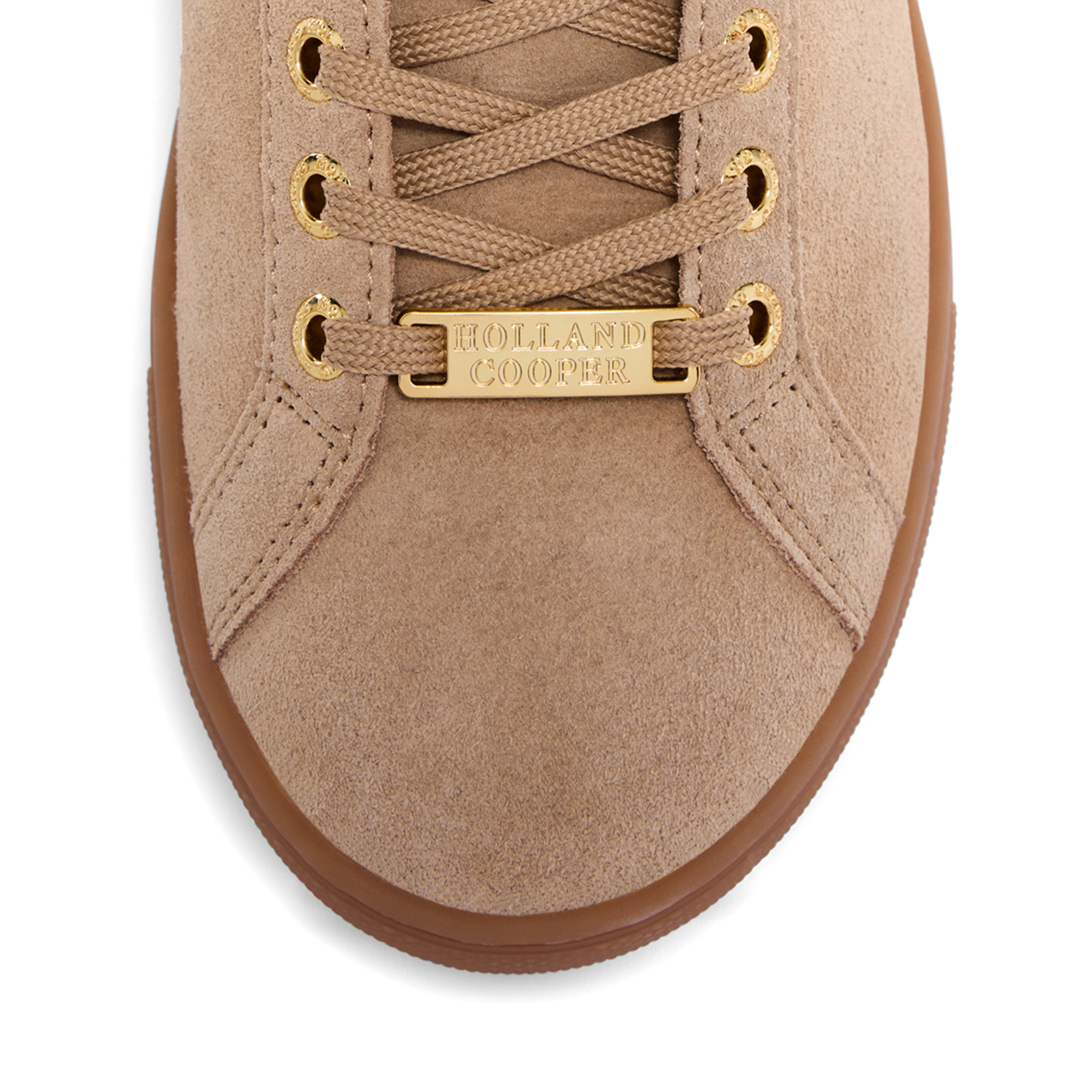 Womens Holland Cooper Taupe/Dark Chocolate Knightsbridge Court Suede Trainers