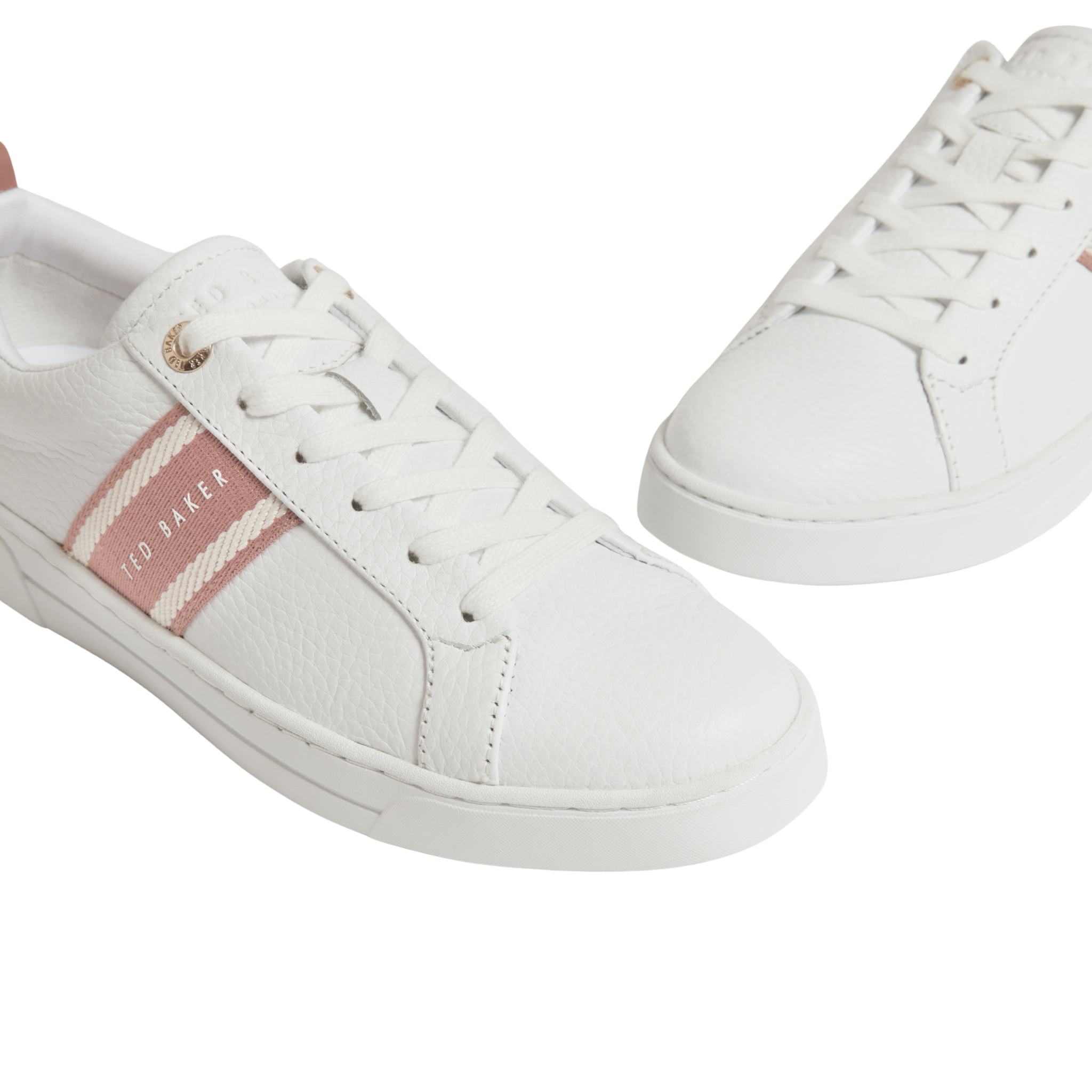 Womens Ted Baker White/Brown Bailly Webbing Detail Trainers
