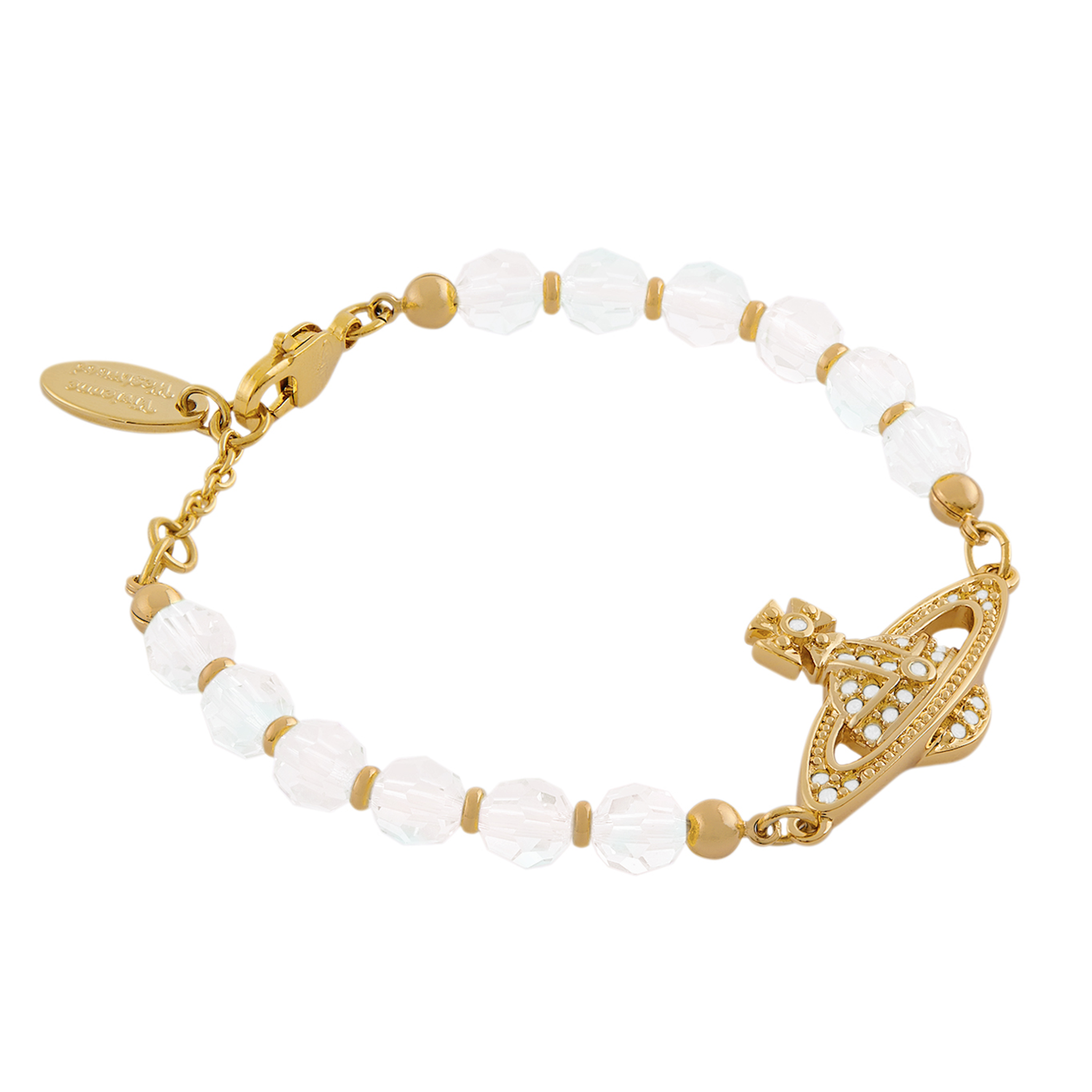 Vivienne Westwood Gold/White Opal Crystal Messaline Bracelet