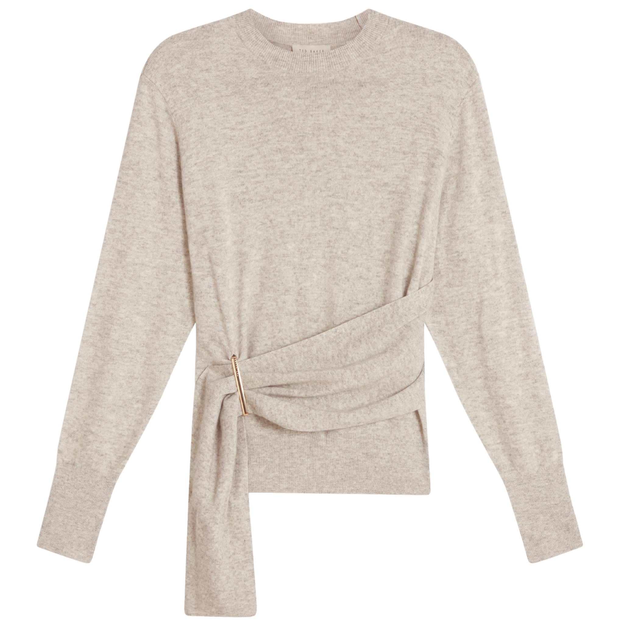 Womens Ted Baker Grey Marl Ethne Drape Detail Jumper