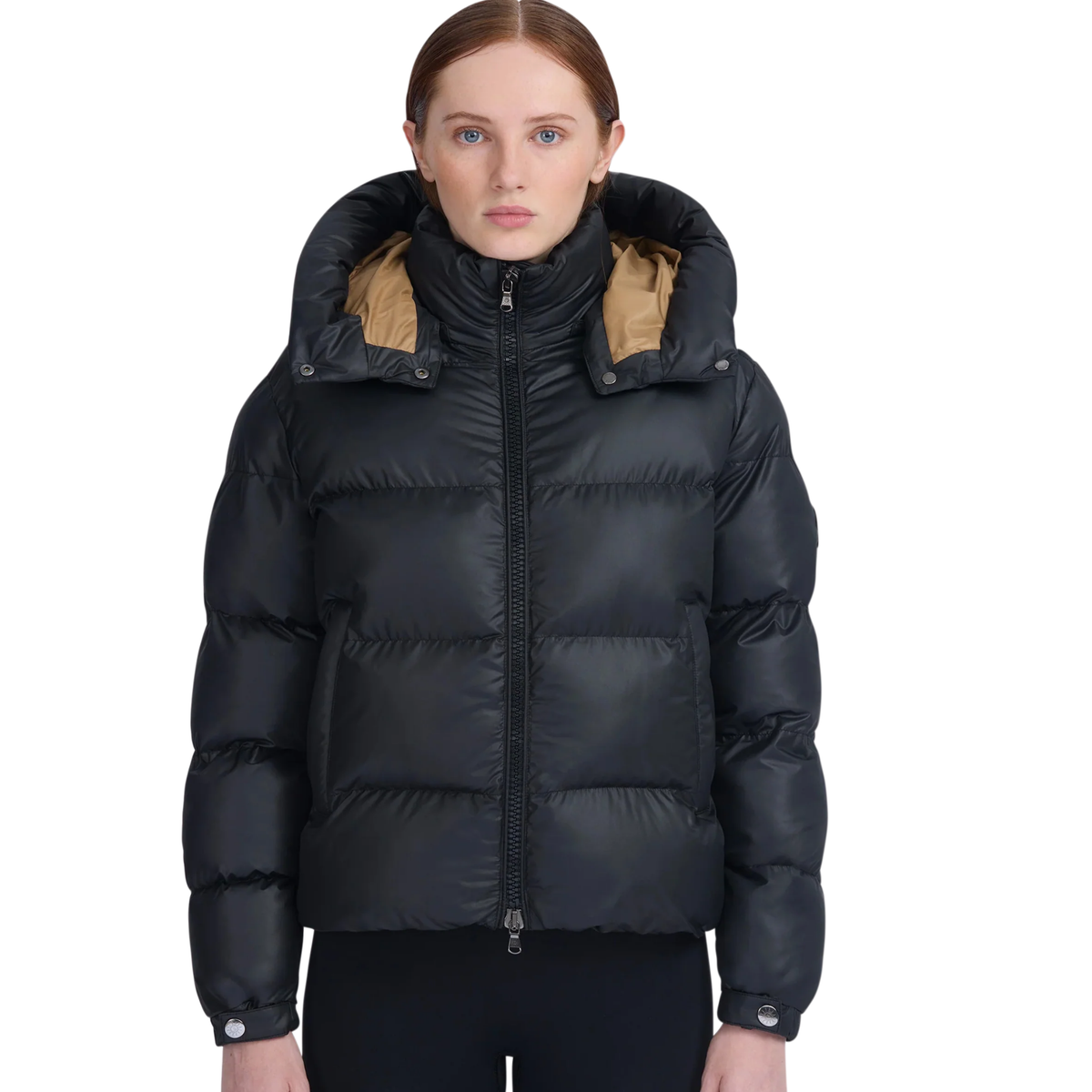 Womens Sandbanks Black/Gold Aurora Puffer Jacket