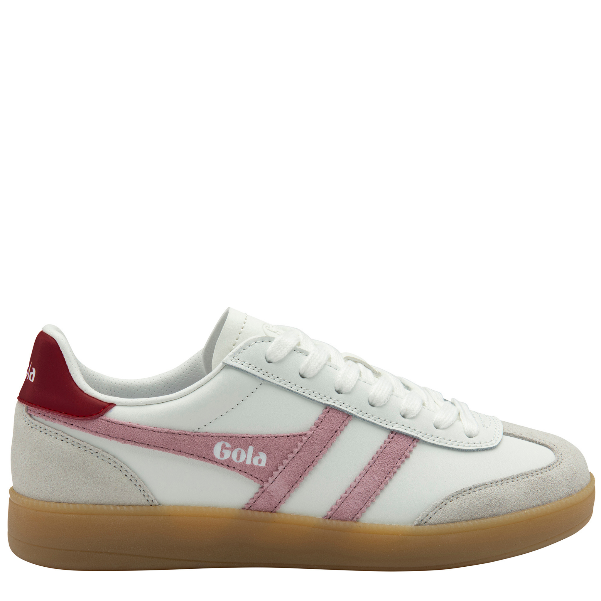 Womens Gola White/Candy/Deep Red/Gum Viper Leather Trainers