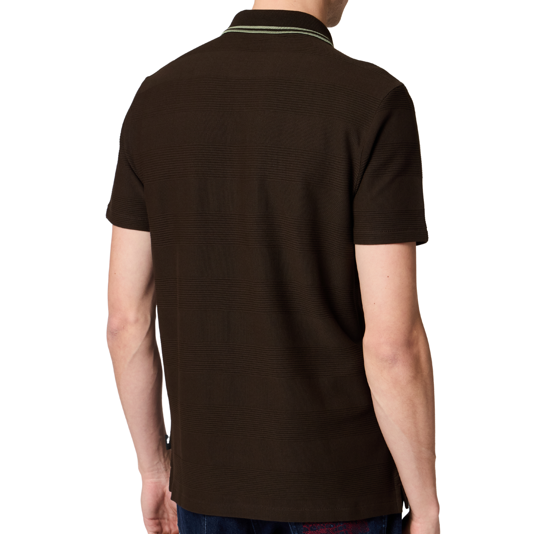Mens Paul Smith Brown Texture Zip Neck S/s Polo Shirt