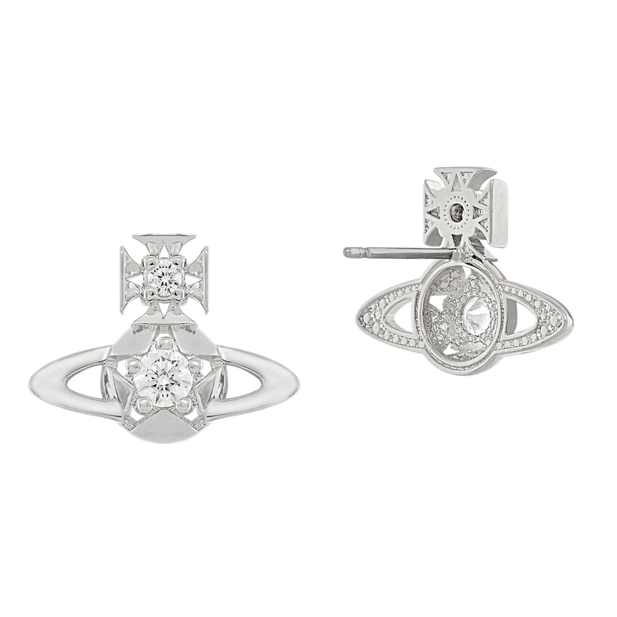 Vivienne Westwood Platinum/White CZ Lee Orb Earrings