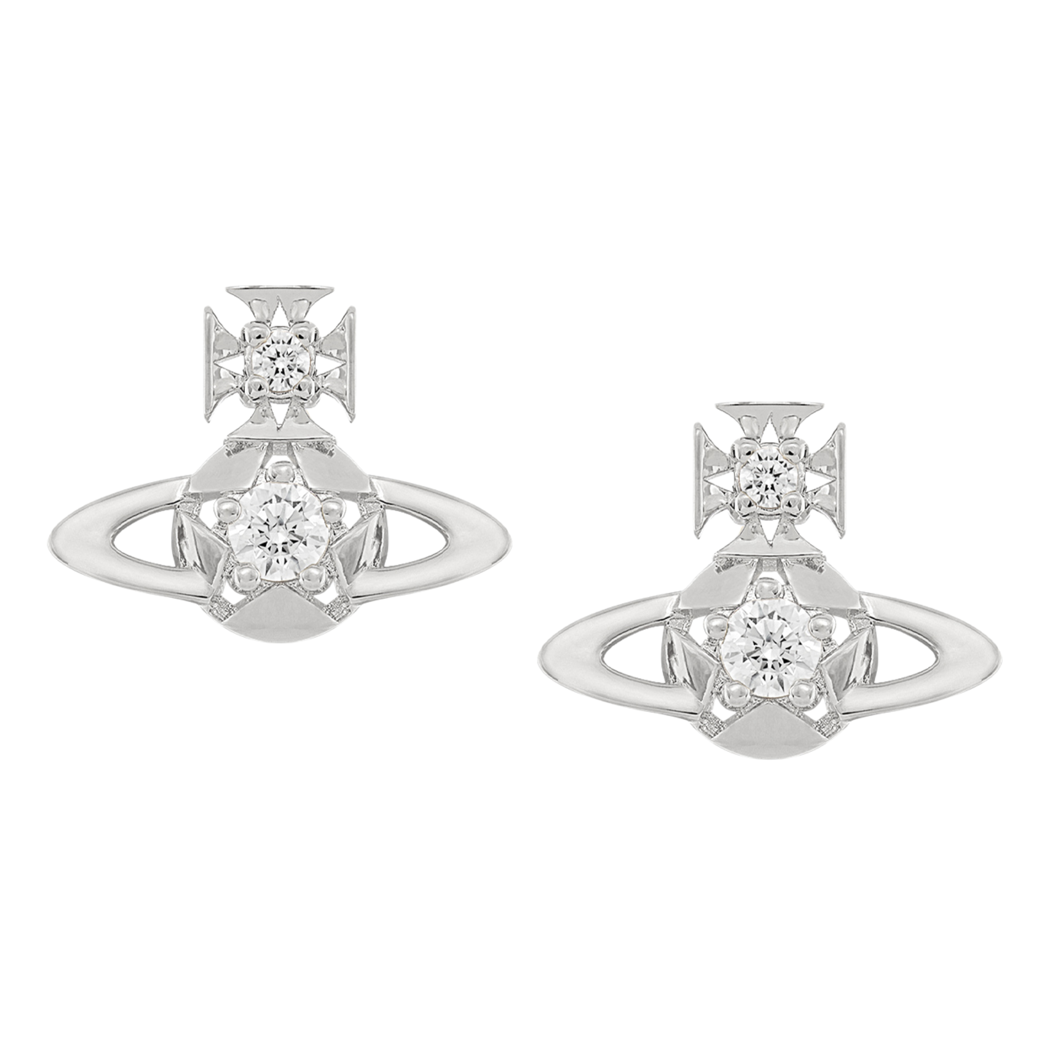 Vivienne Westwood Platinum/White CZ Lee Orb Earrings
