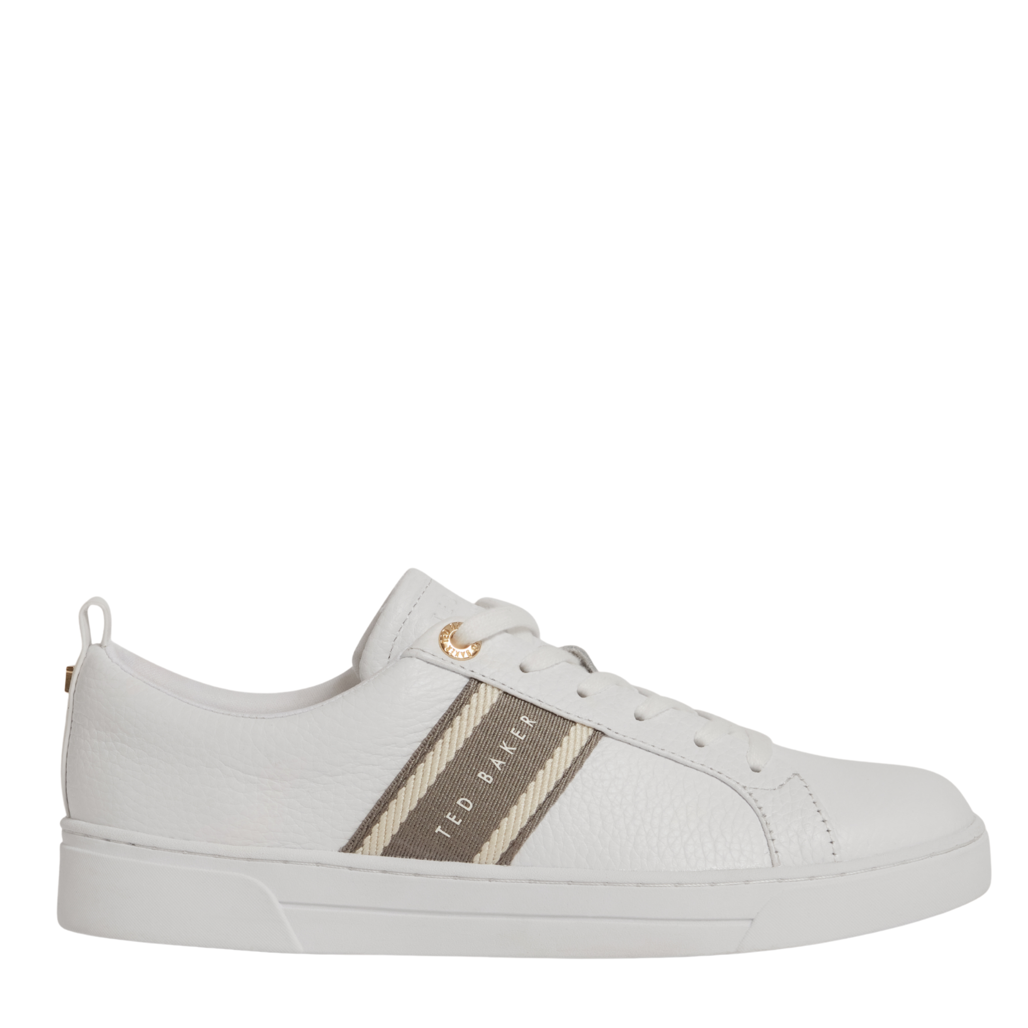 Womens Ted Baker White/Grey Bailly Webbing Detail Trainers