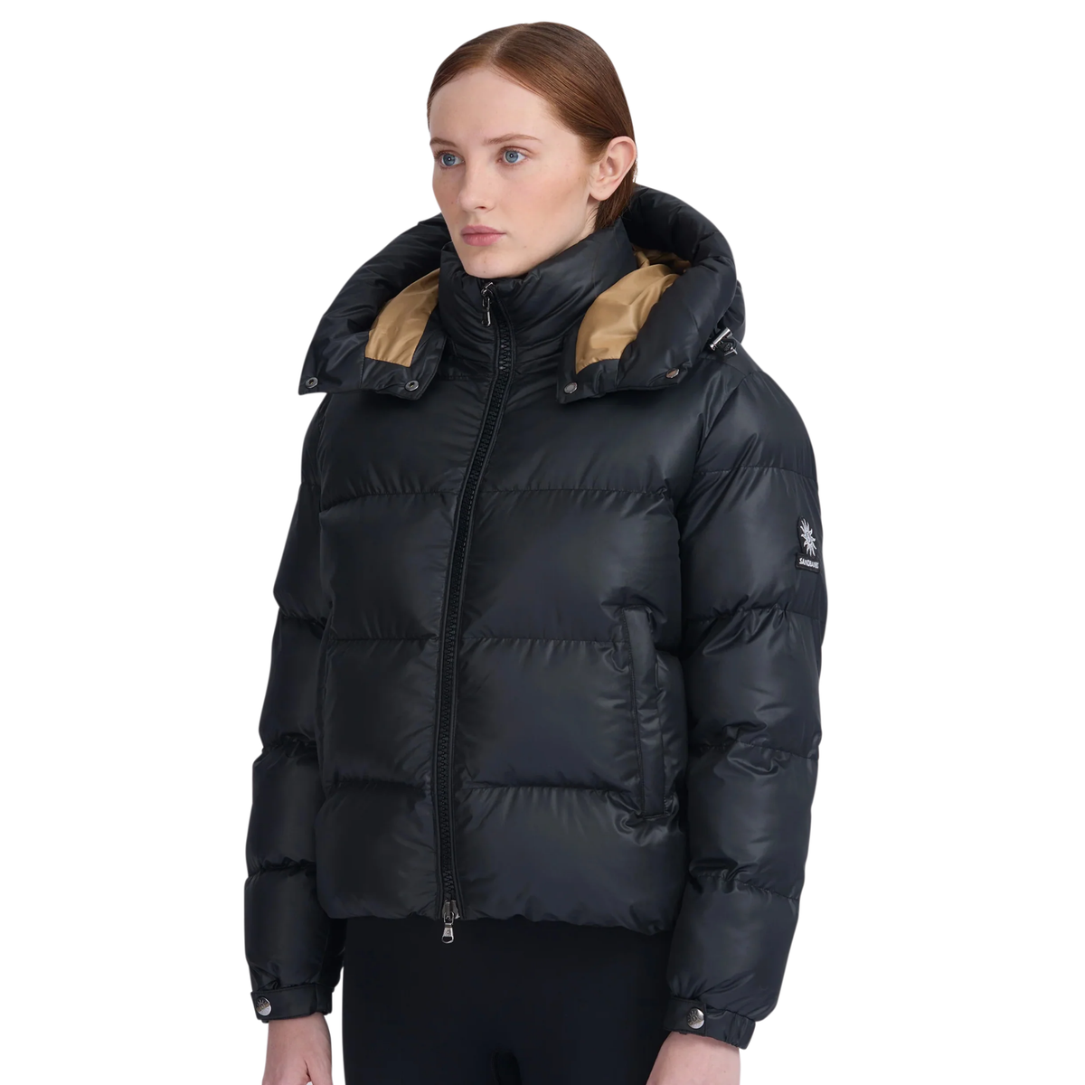 Womens Sandbanks Black/Gold Aurora Puffer Jacket