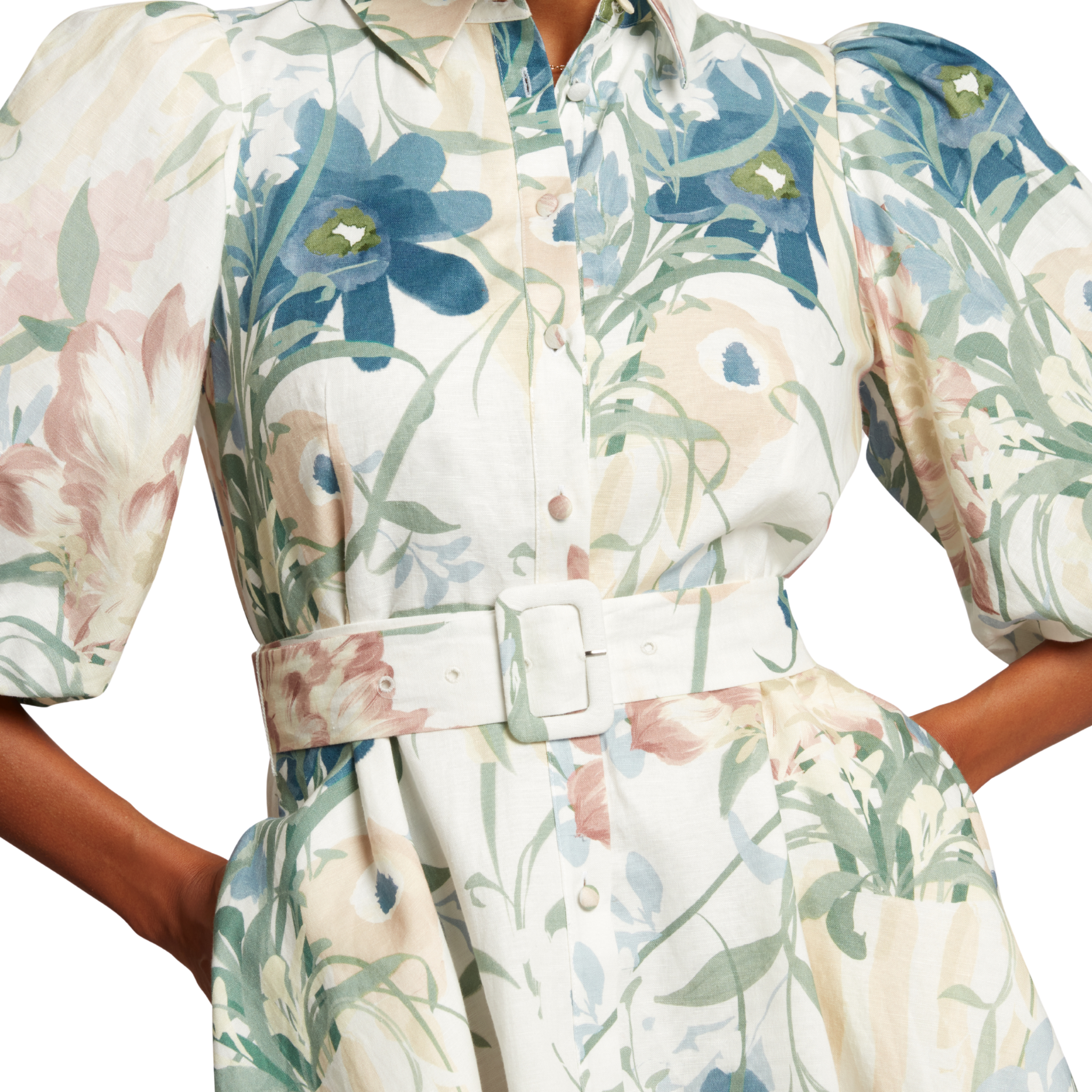 Womens Ted Baker Ivory Olliiv Puff Sleeve Printed Mini Shirt Dress