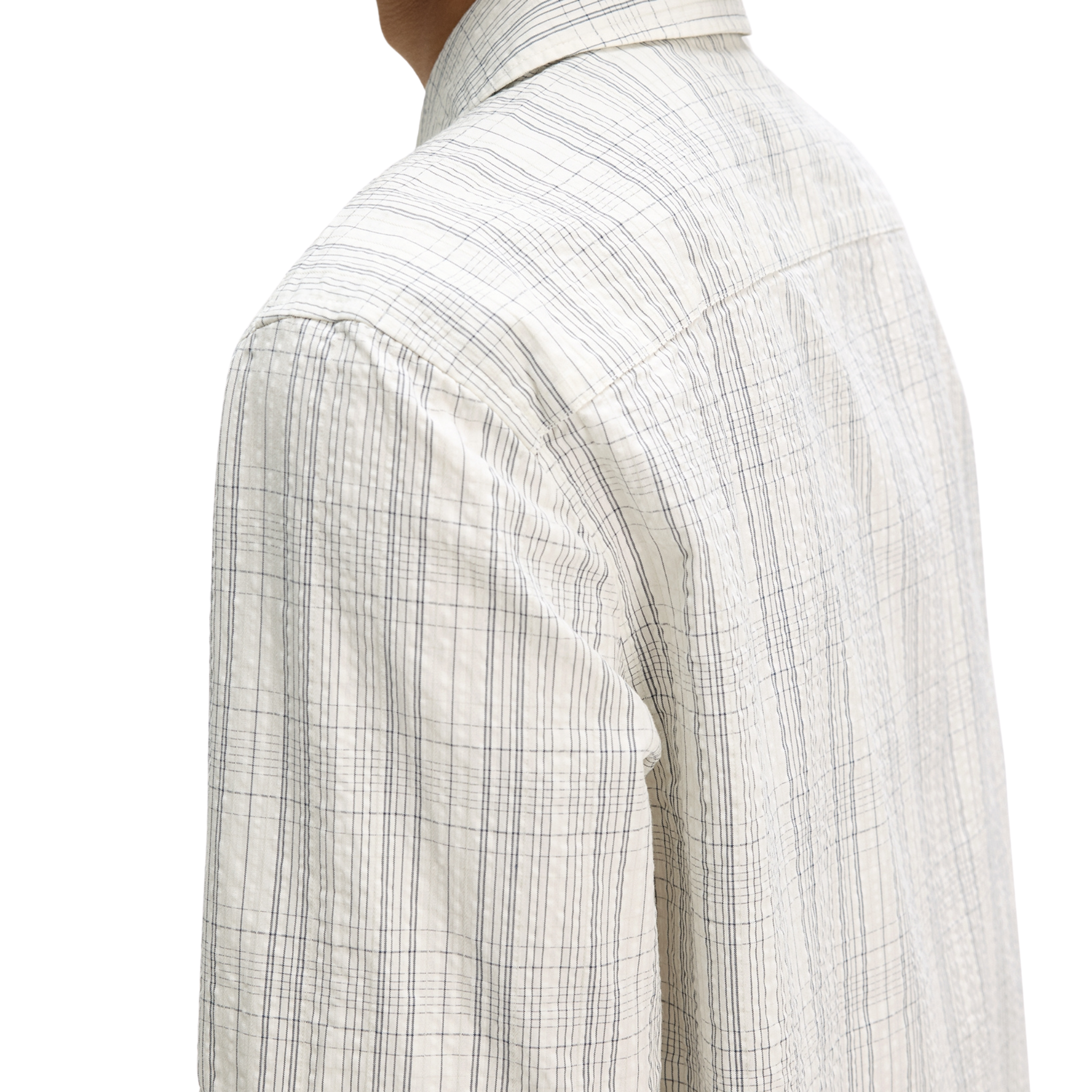 Mens Fred Perry Ecru Seersucker Check S/s Shirt