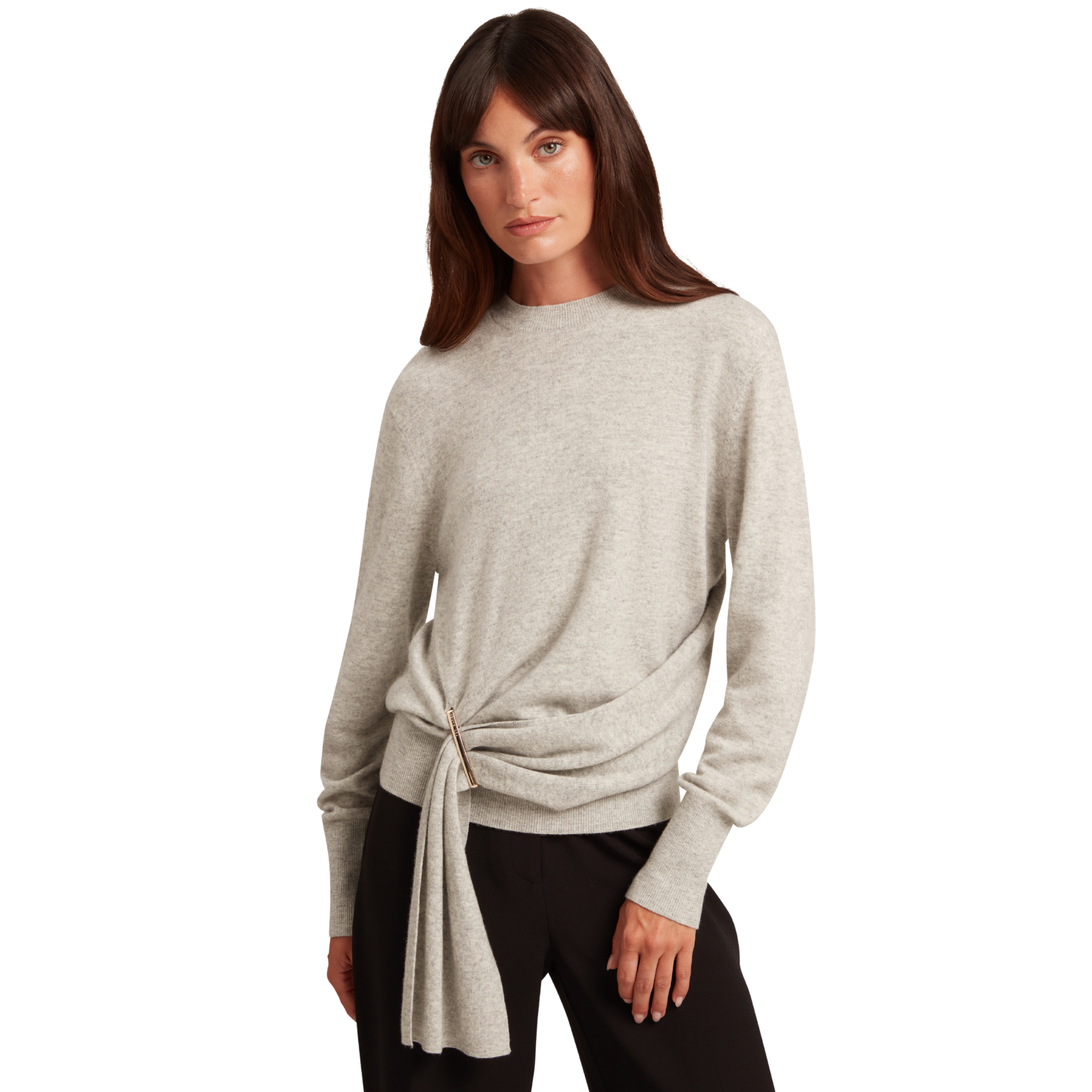 Womens Ted Baker Grey Marl Ethne Drape Detail Jumper