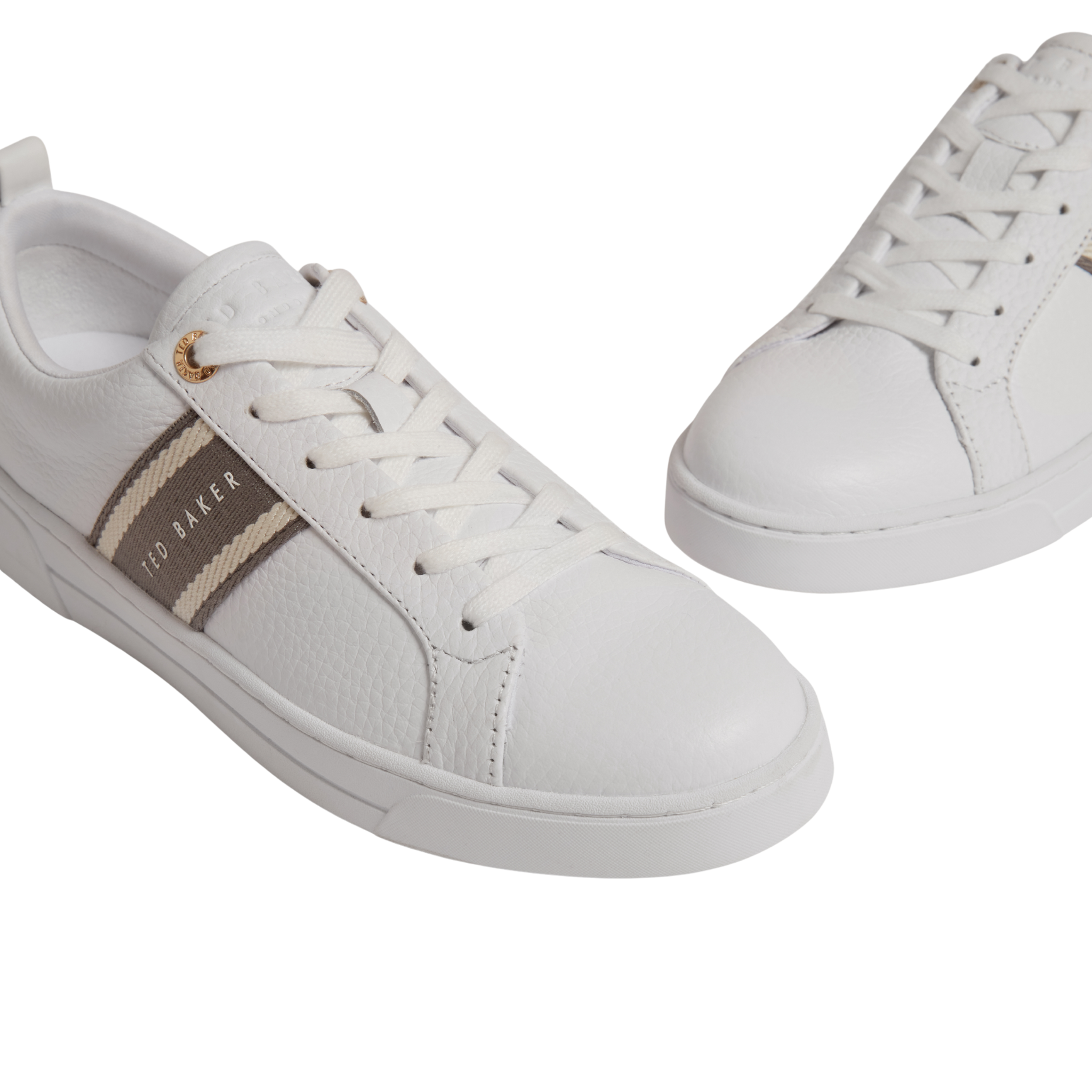 Womens Ted Baker White/Grey Bailly Webbing Detail Trainers