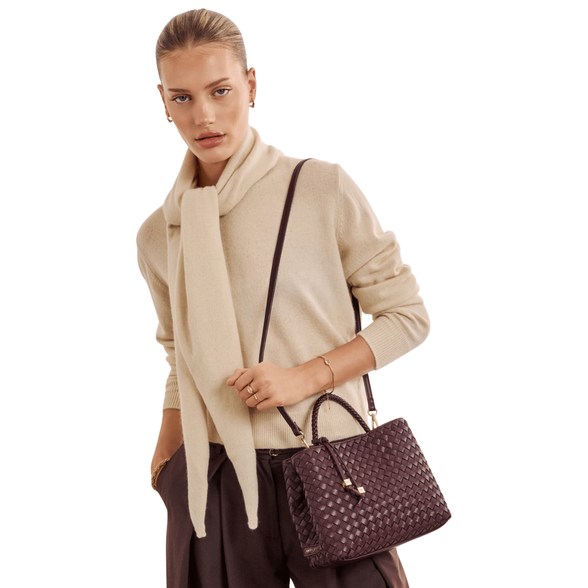 Womens Katie Loxton Cherry Nova Woven Top Handle Bag