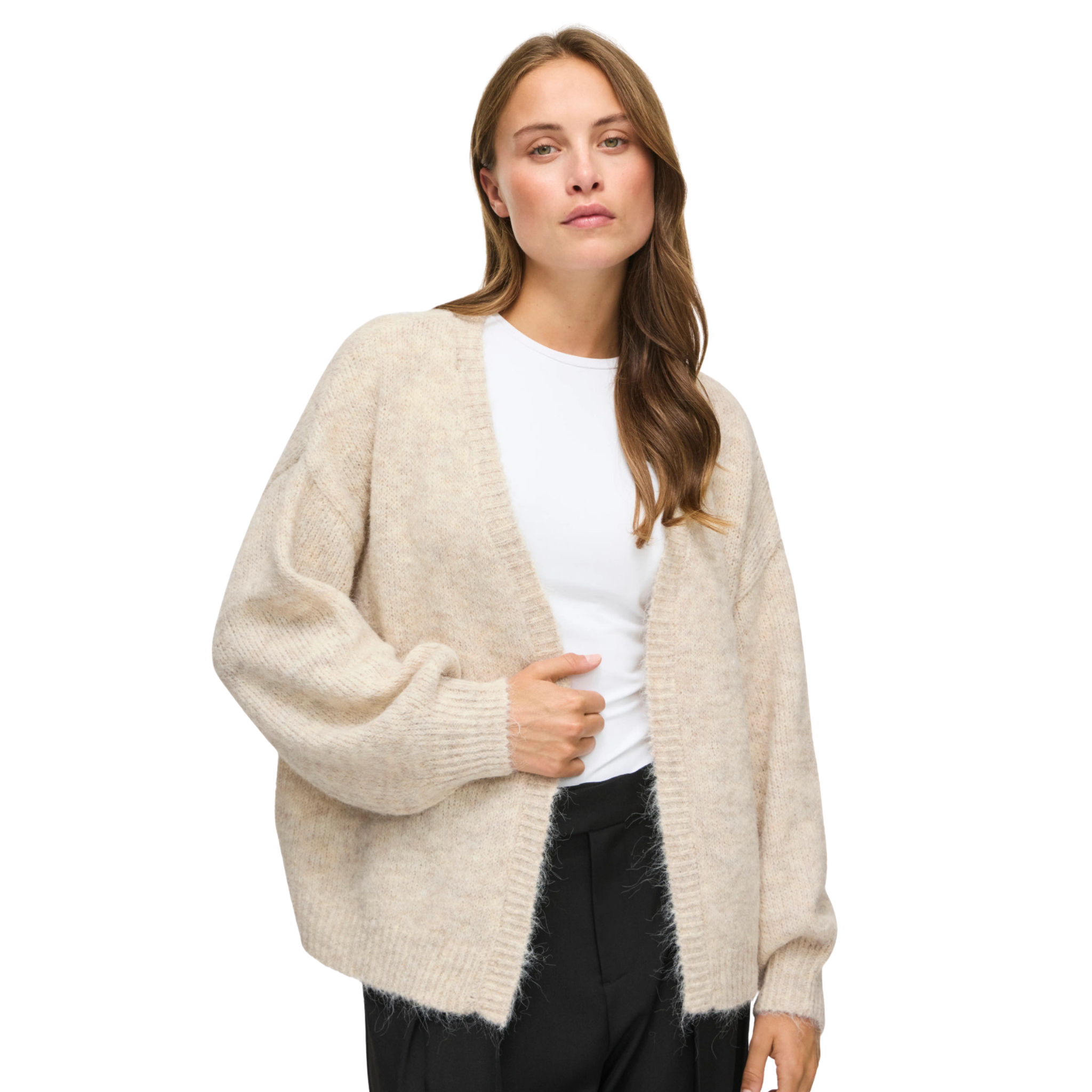 Womens Vila Super Light Natural Vilampe Open Cardigan