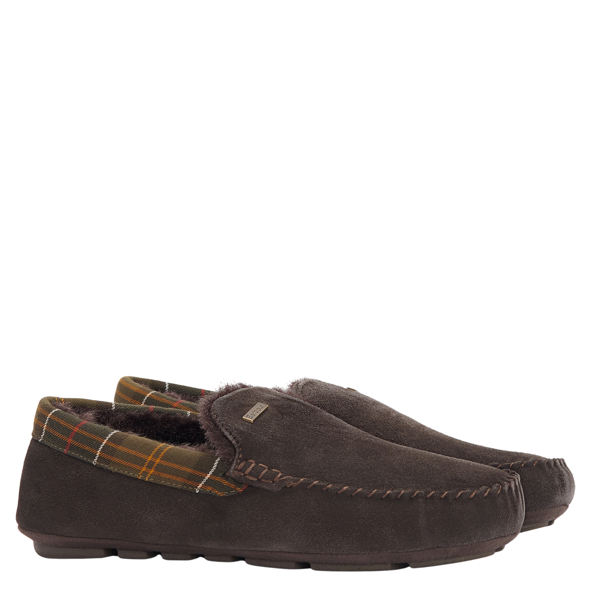 Mens Barbour Brown Suede Monty Slippers