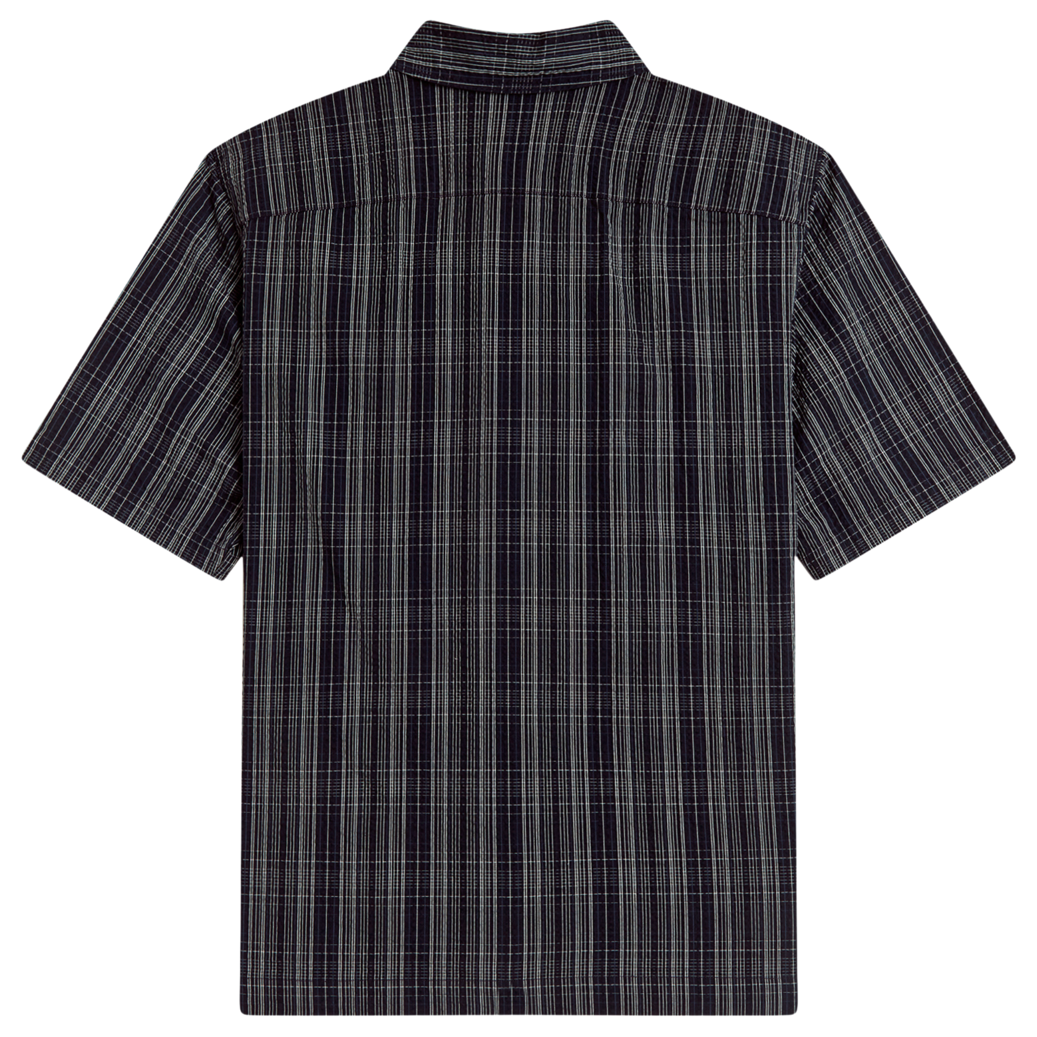 Mens Fred Perry Navy Seersucker Check S/s Shirt