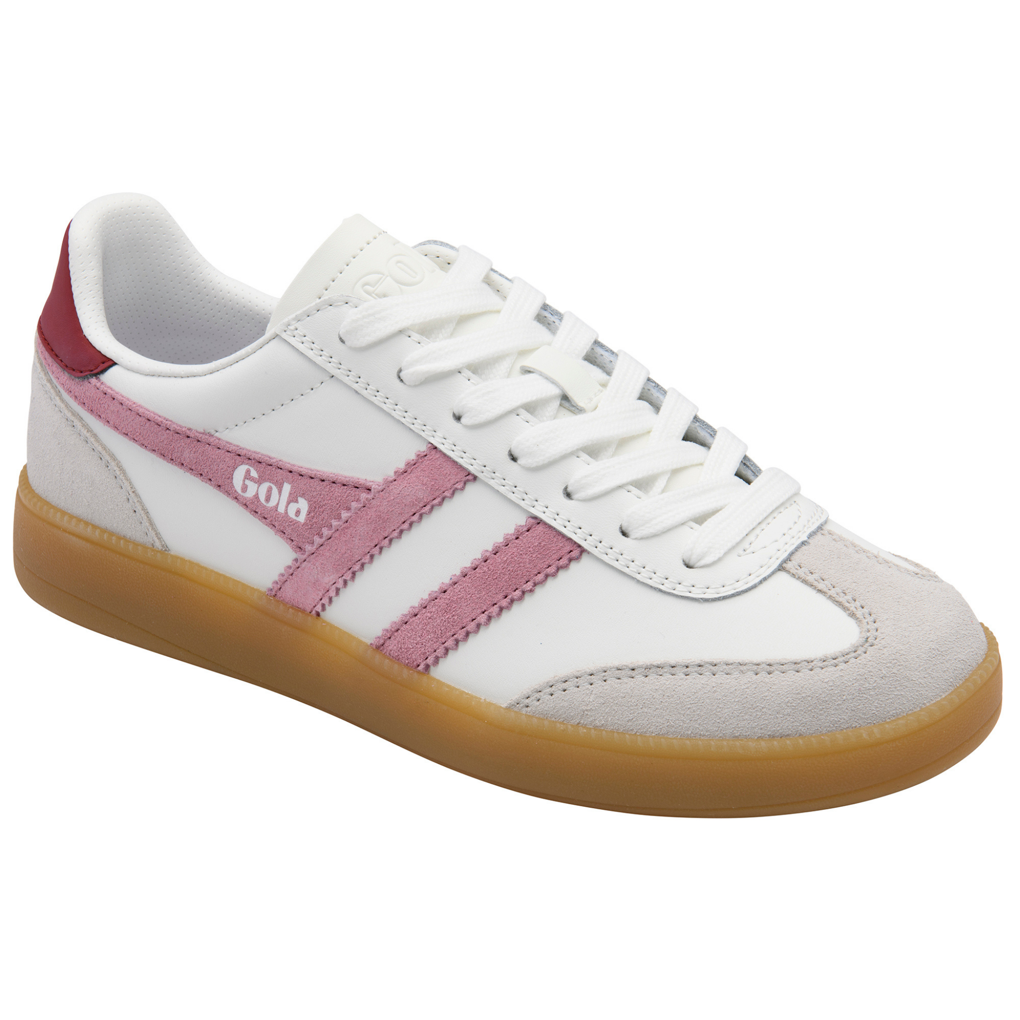 Womens Gola White/Candy/Deep Red/Gum Viper Leather Trainers