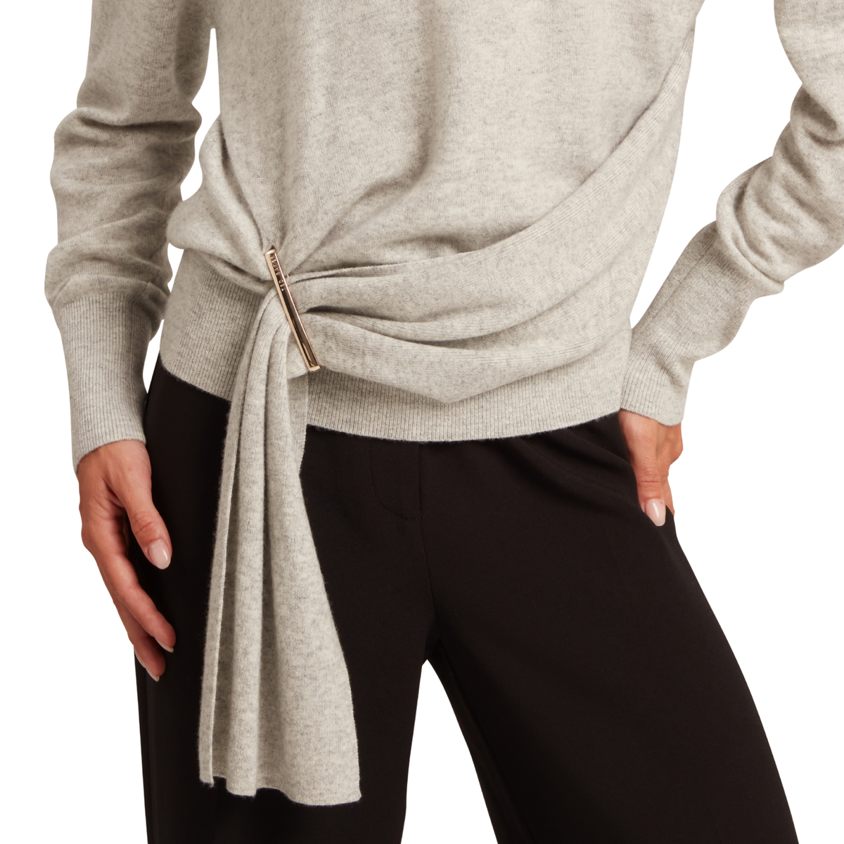 Womens Ted Baker Grey Marl Ethne Drape Detail Jumper