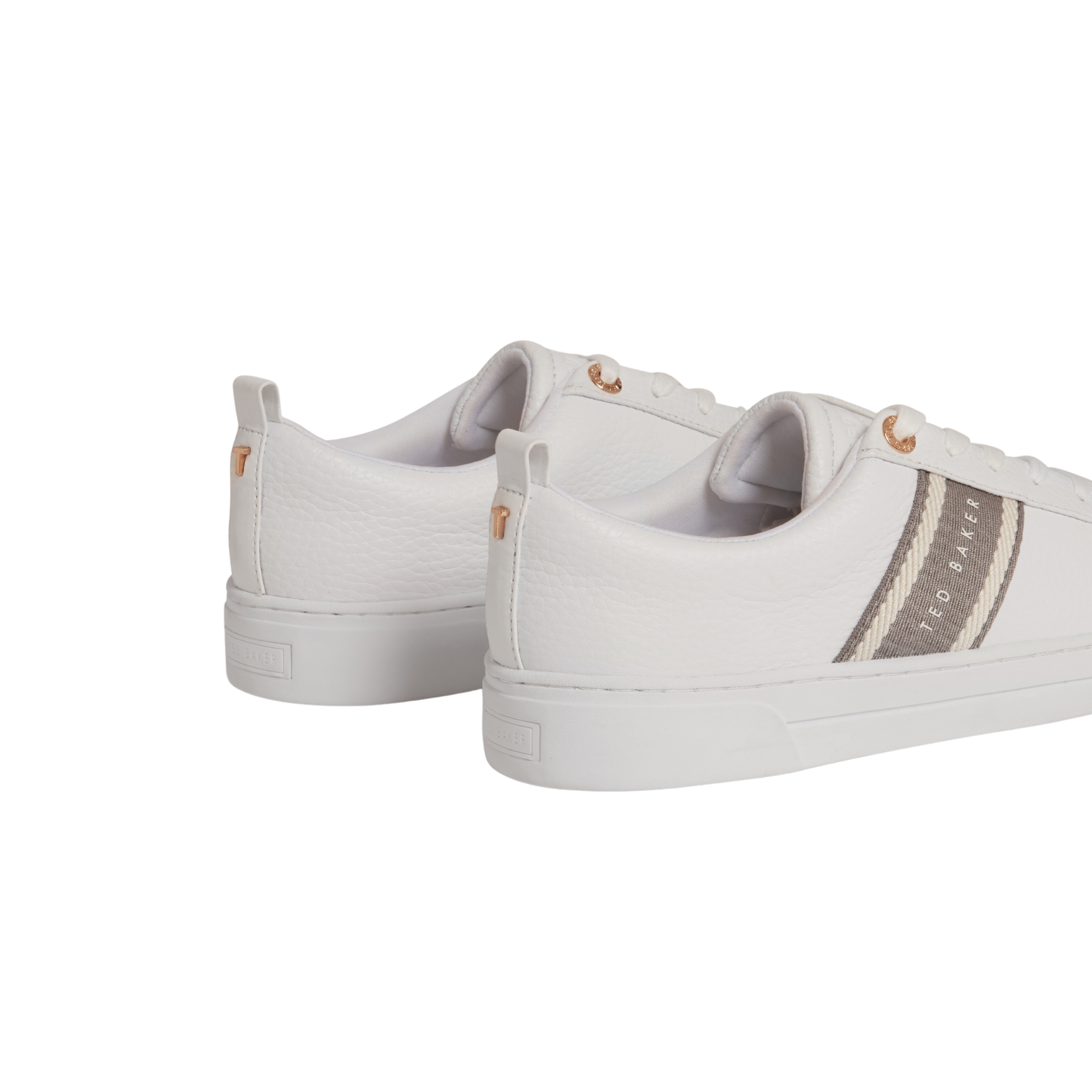Womens Ted Baker White/Grey Bailly Webbing Detail Trainers
