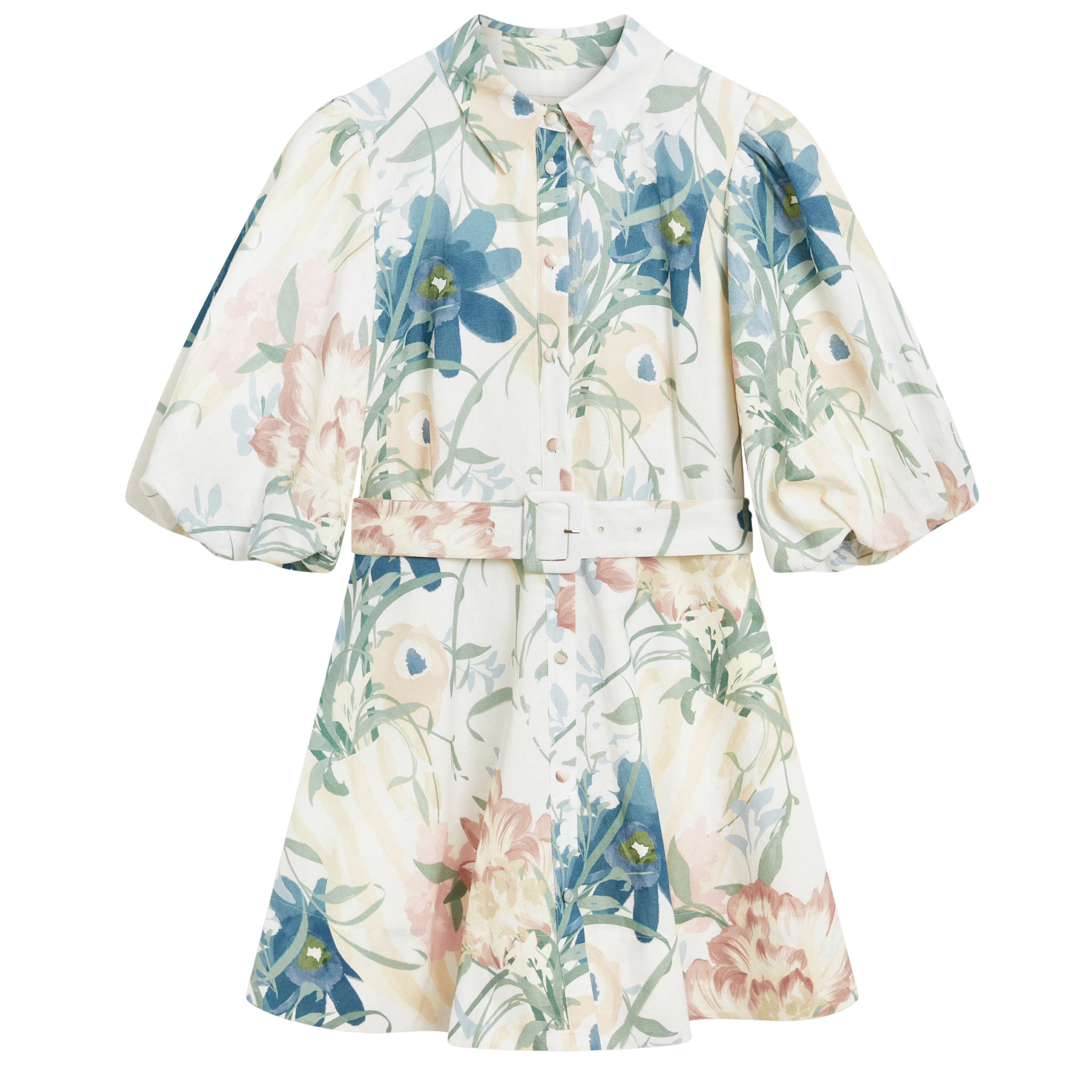 Womens Ted Baker Ivory Olliiv Puff Sleeve Printed Mini Shirt Dress