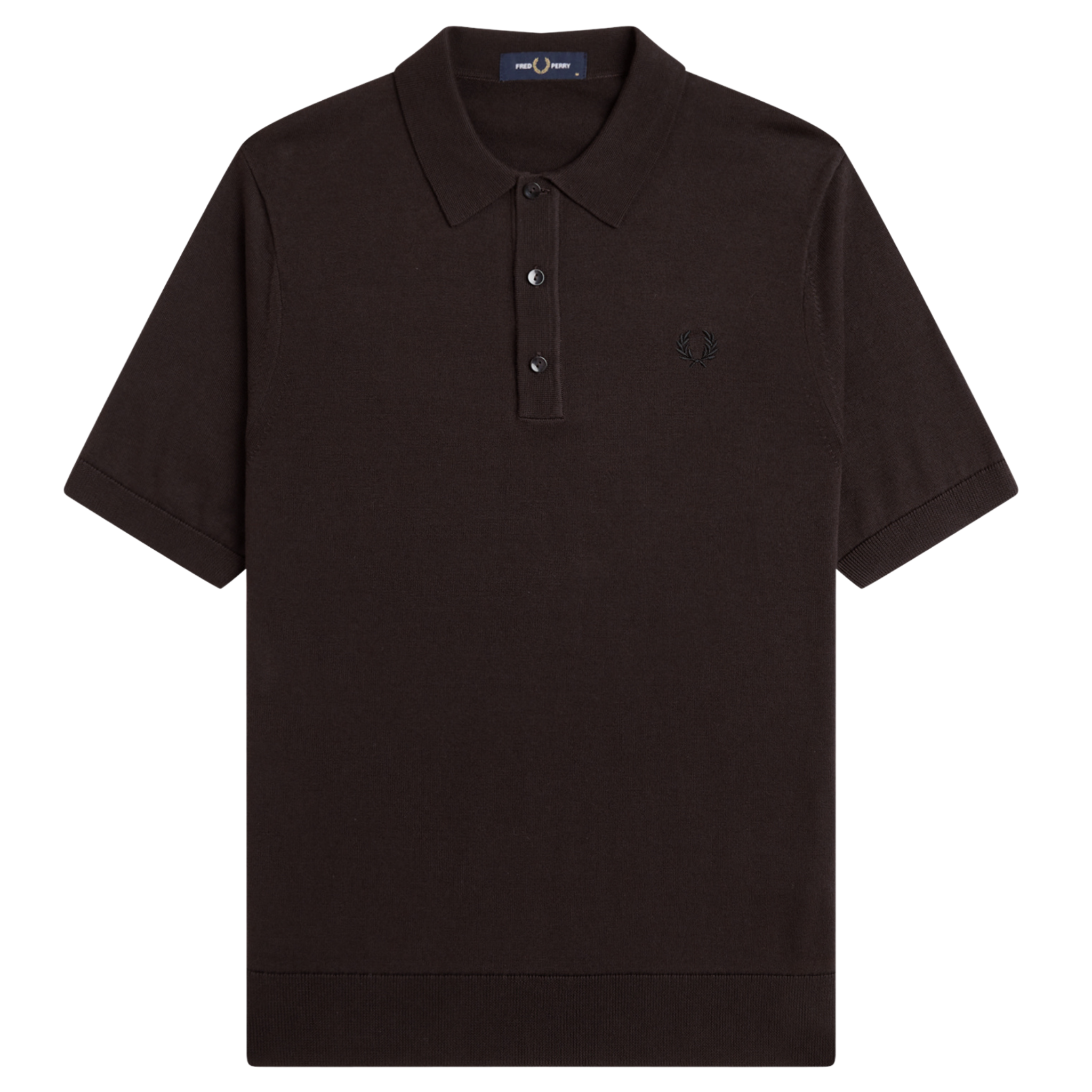 Mens Fred Perry Rich Brown Cotton Knitted S/s Polo