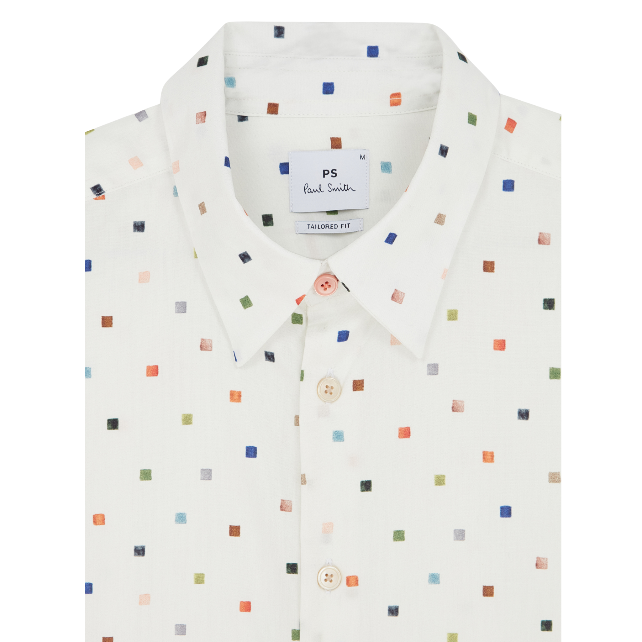 Mens Paul Smith Off White Square Print Tailored Fit S/s Shirt