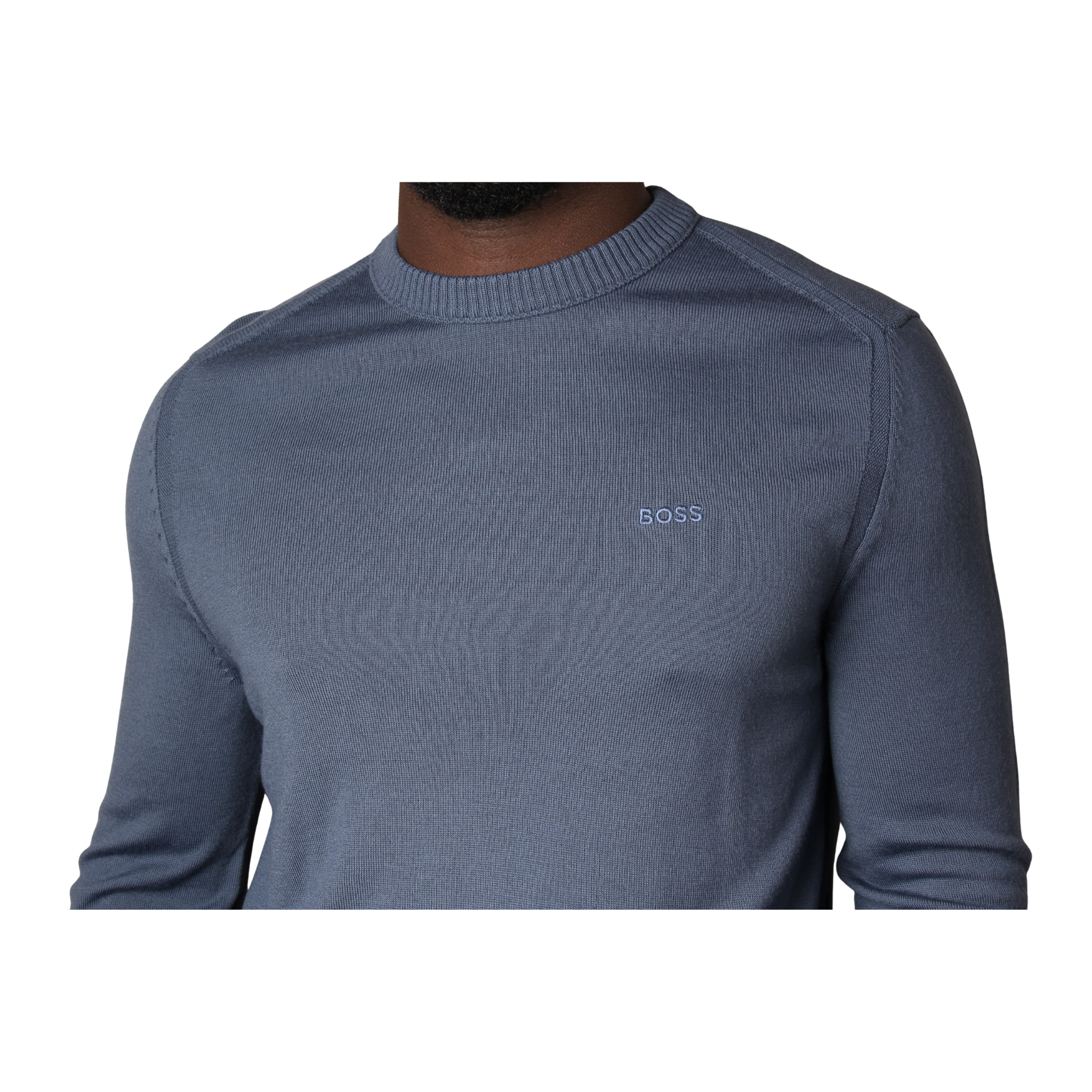 Mens BOSS Blue Avac_C Crew Neck Knit Jumper