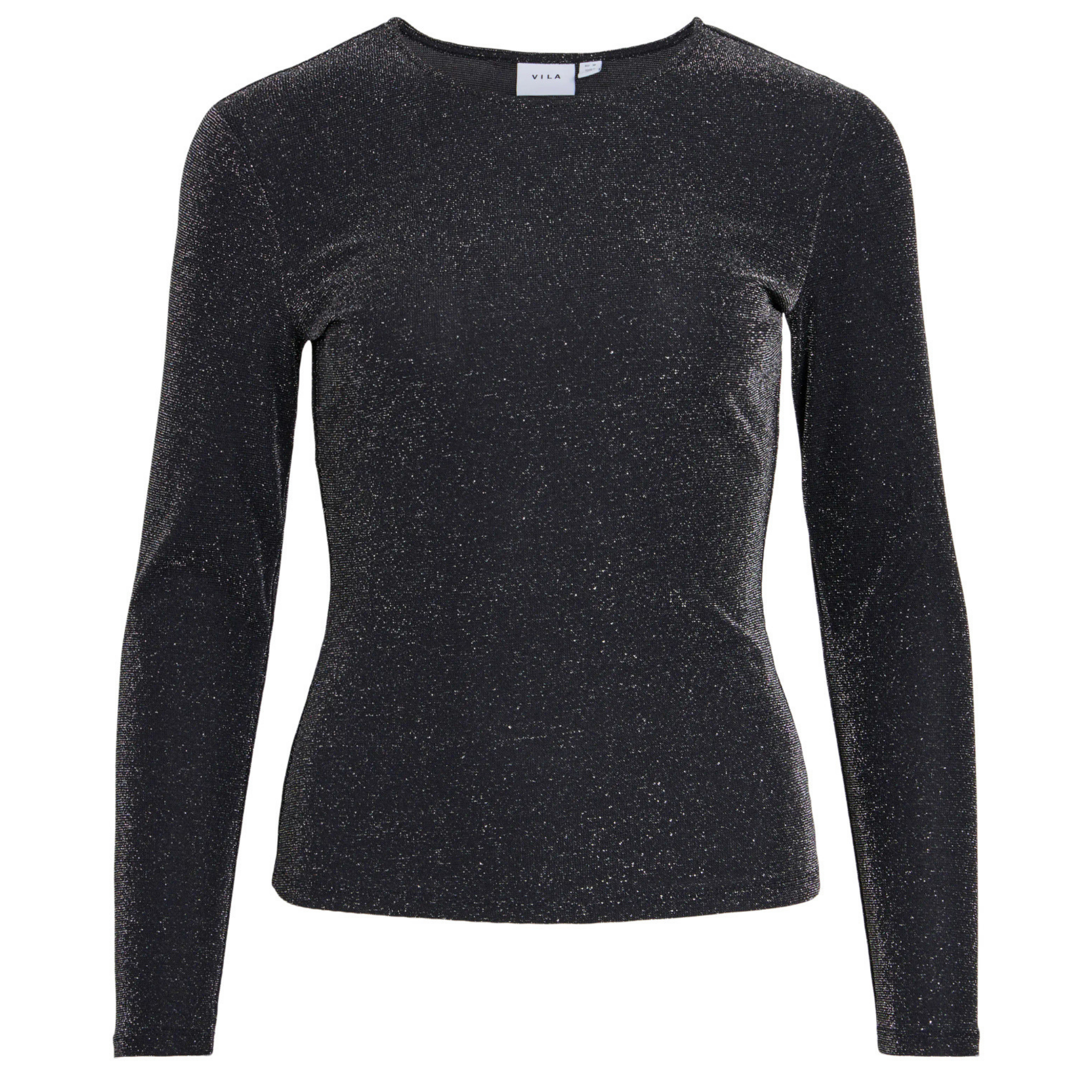 Womens Vila Black Beauty Silver Lurex Vieleinas L/s Top