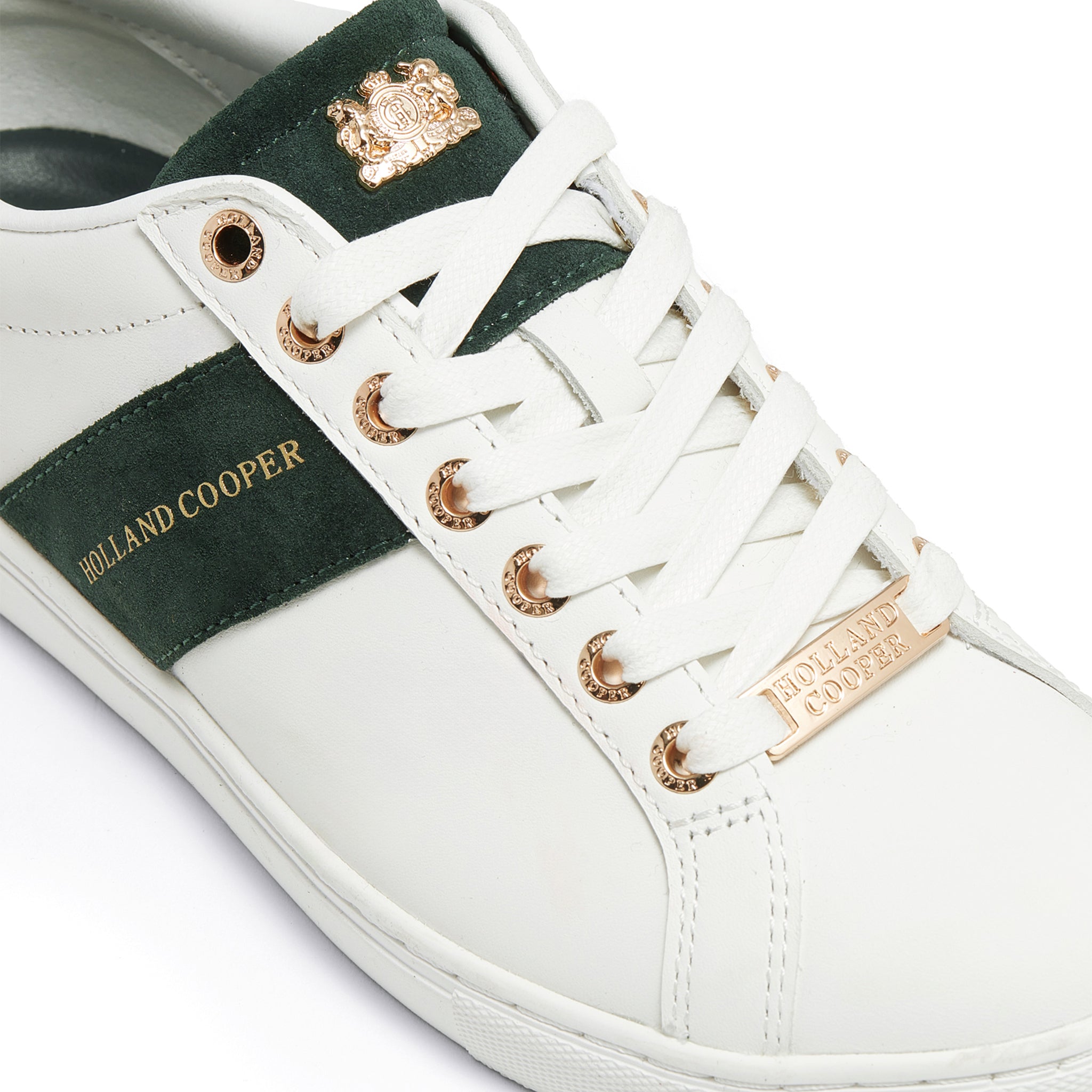 Womens Holland Cooper White/Racing Green Knightsbridge Court Trainers