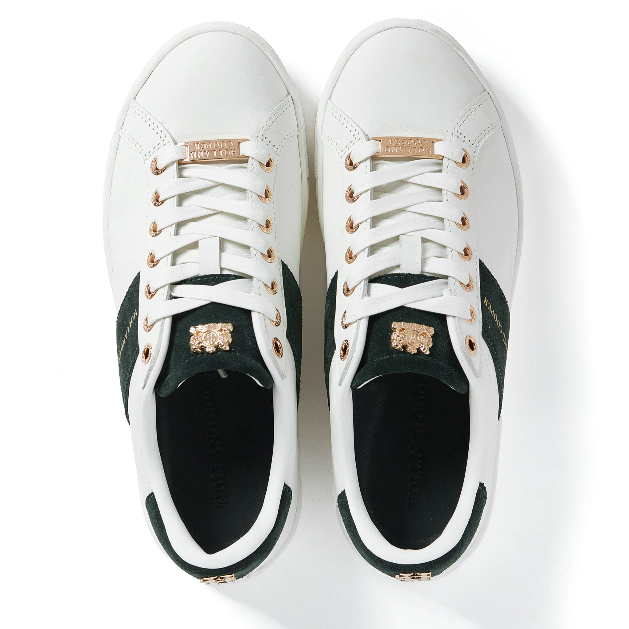 Womens Holland Cooper White/Racing Green Knightsbridge Court Trainers