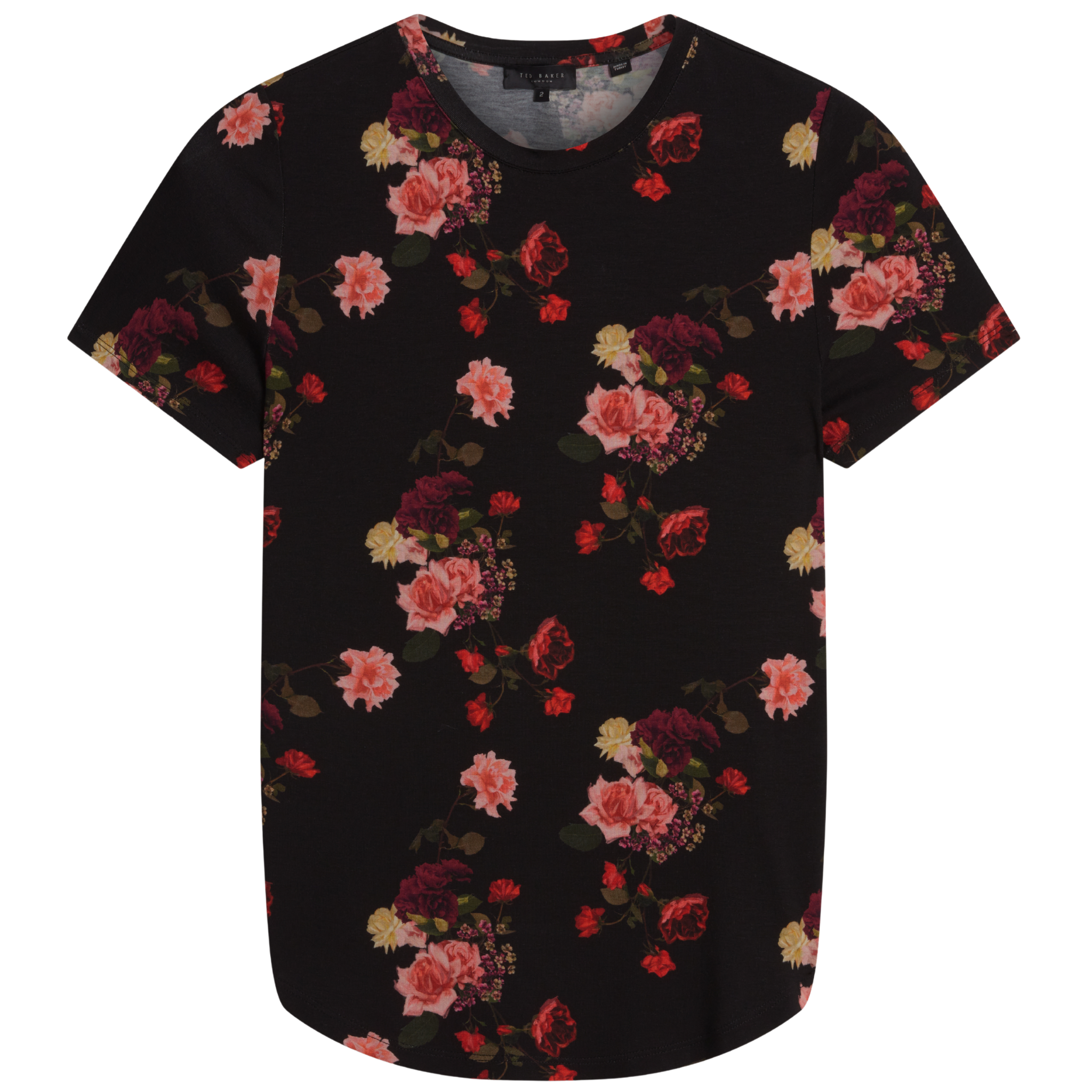 Womens Ted Baker Black Myli Printed Fitted S/s T Shirt