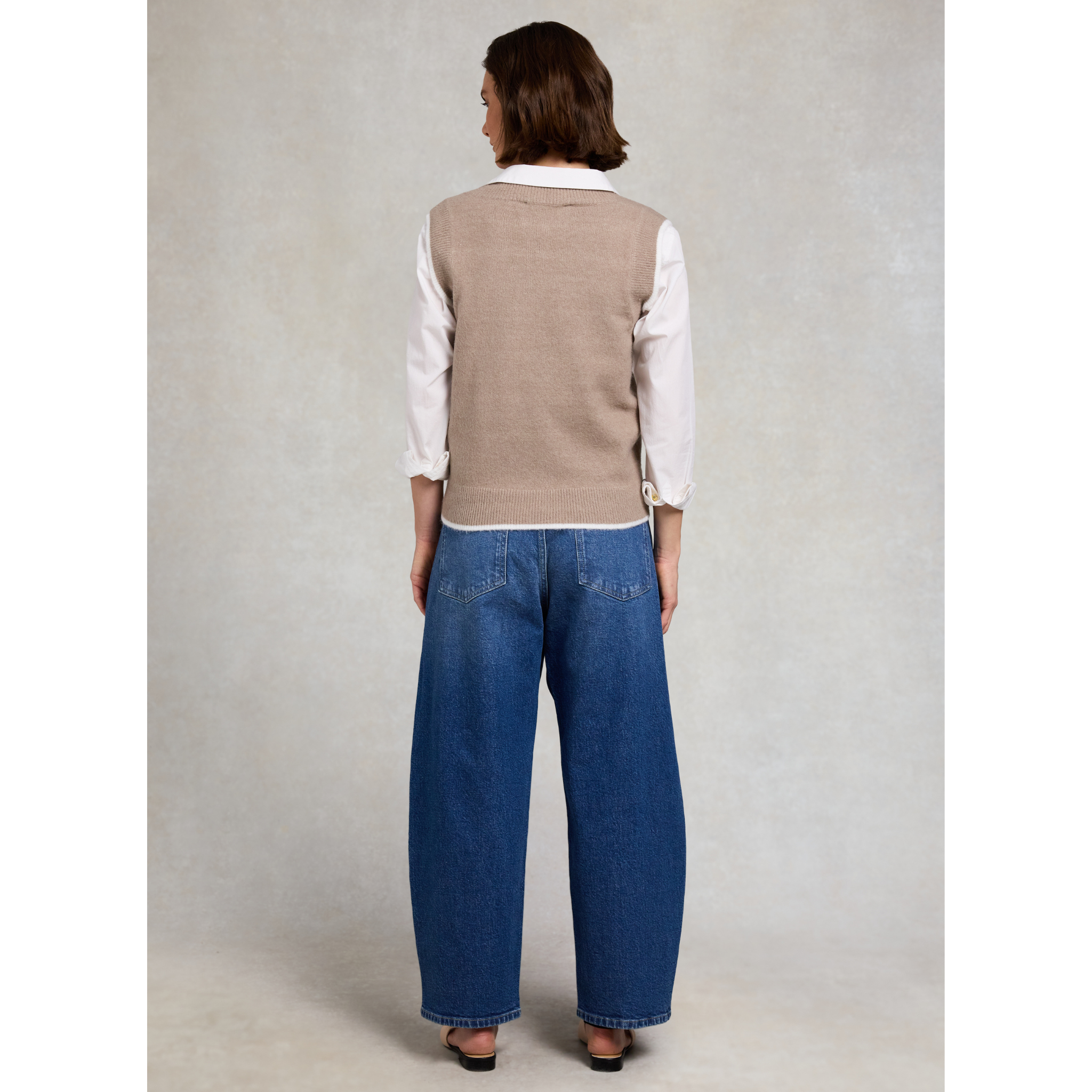 Womens Holland Cooper Porcini Cecilia Knitted V-Neck Tank