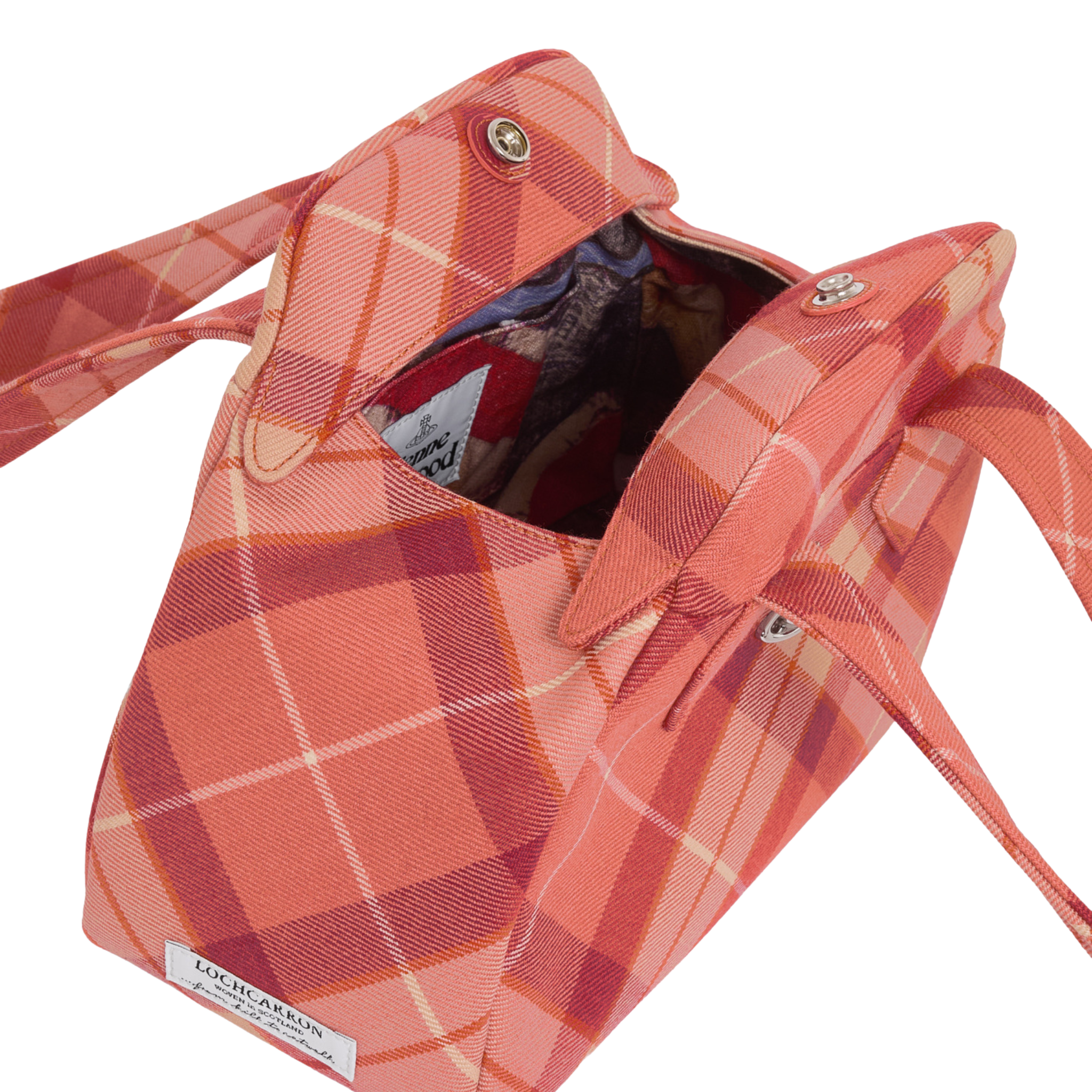 Womens Vivienne Westwood Fraser Pink Wool Tartan Archive Medium Bag