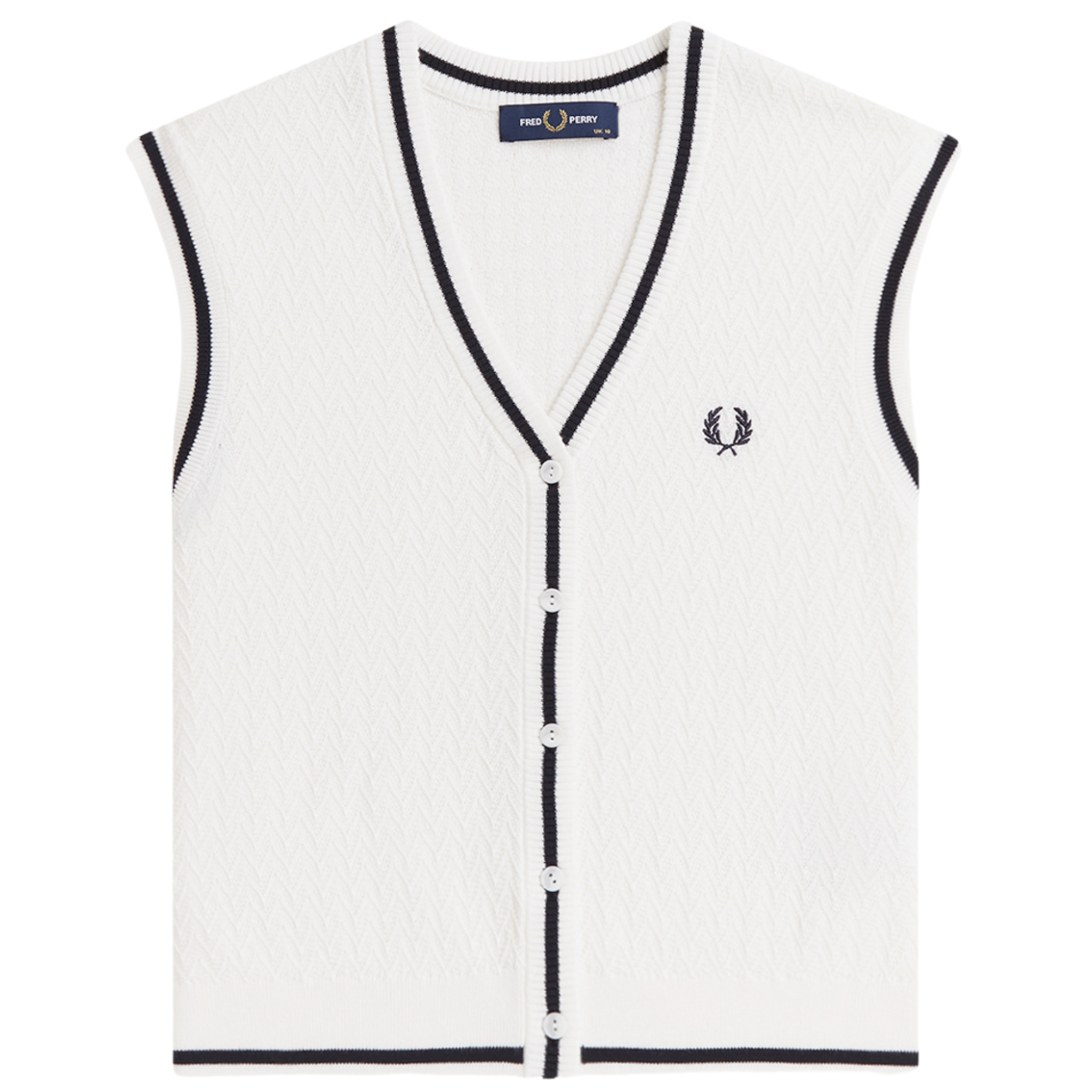 Womens Fred Perry Snow White Button Knitted Tank Top