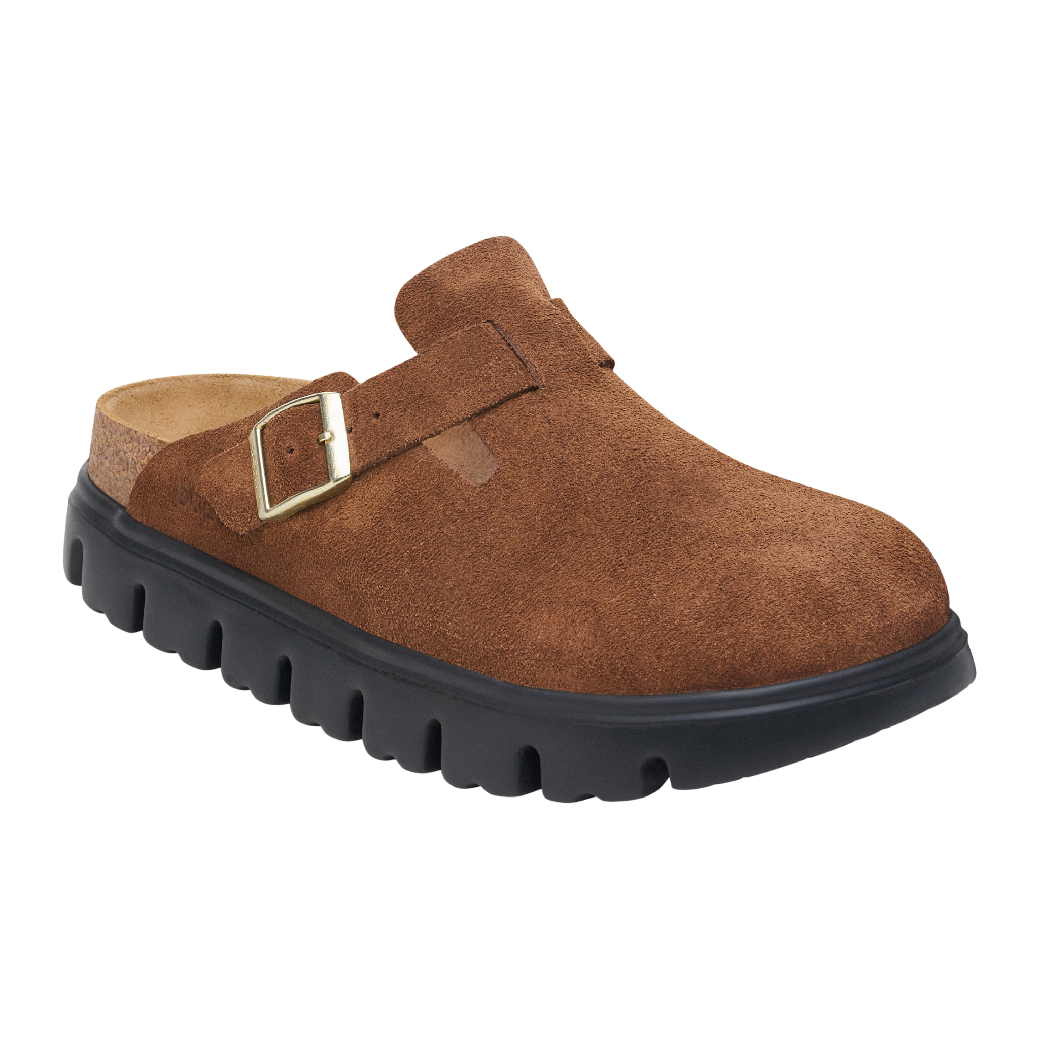 Womens Birkenstock Dark Tea/Black Boston Chunky Suede Clogs