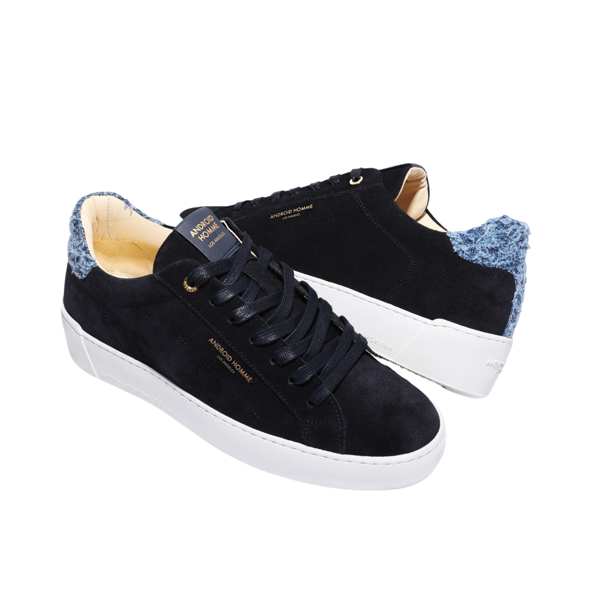 Mens Android Homme Navy/Blue Denim Zuma Suede Trainers