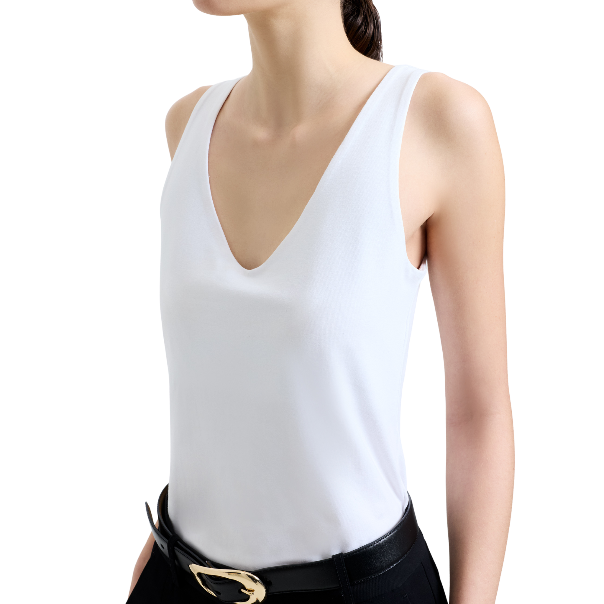 Womens French Connection Linen White Stretch Tank Top