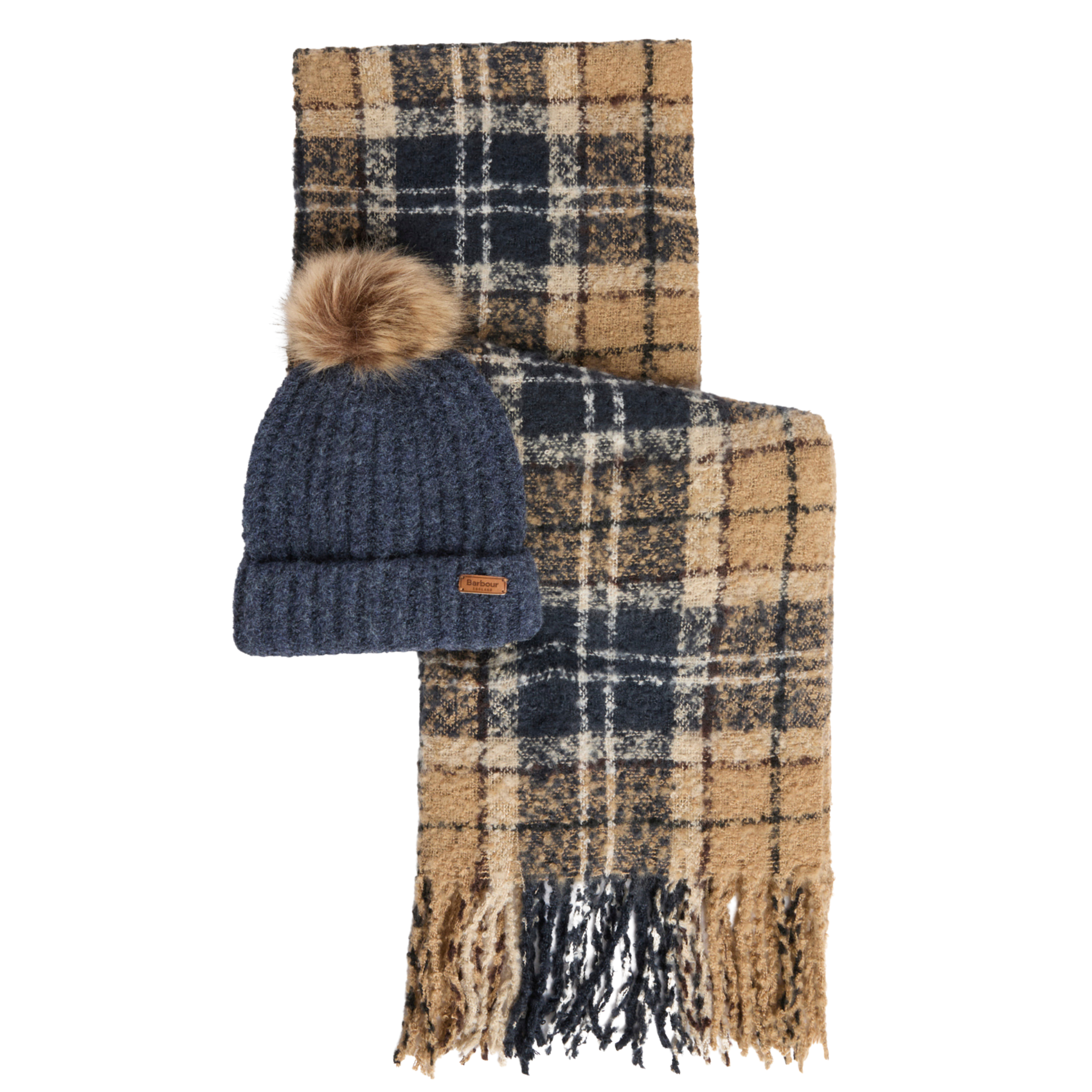 Womens Barbour Birchwood Saltburn Beanie & Scarf Set