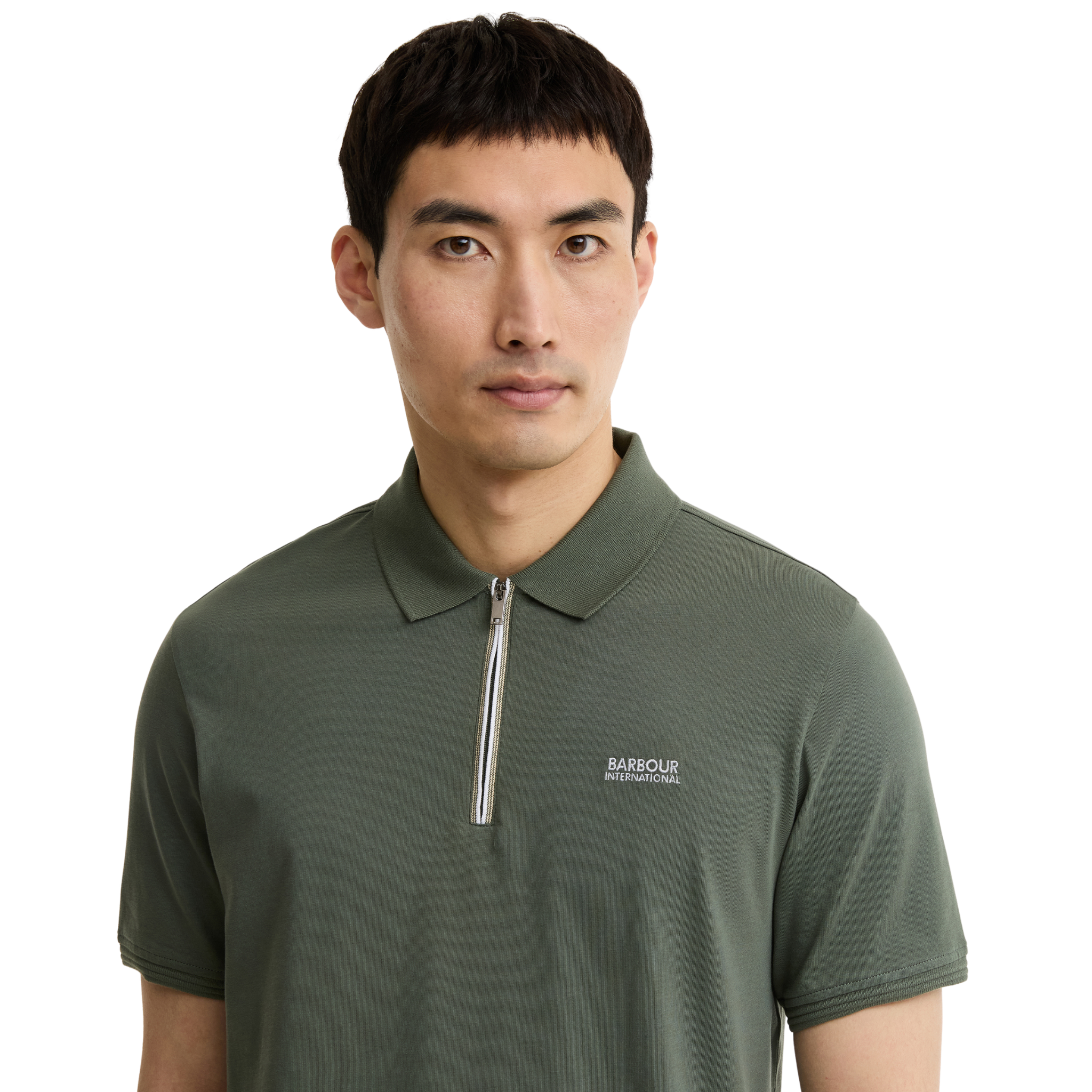 Mens Barbour International Thyme Ashmann Zip S/s Polo Shirt