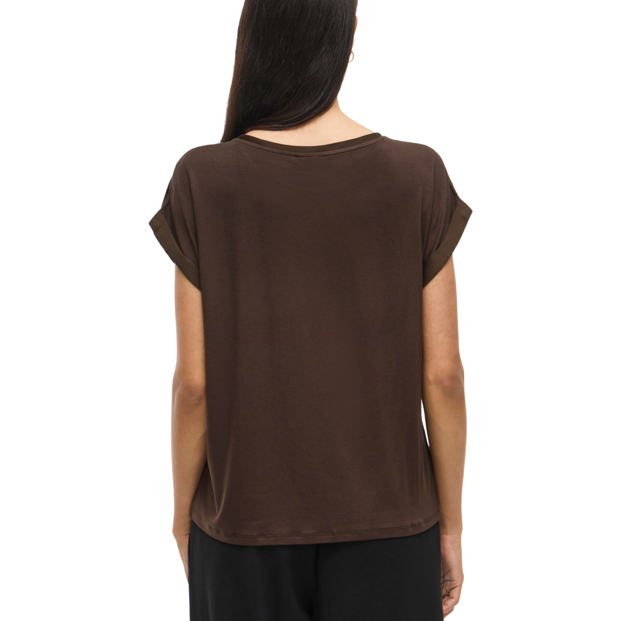 Womens Vila Coffee Bean Viellette Satin S/s Top