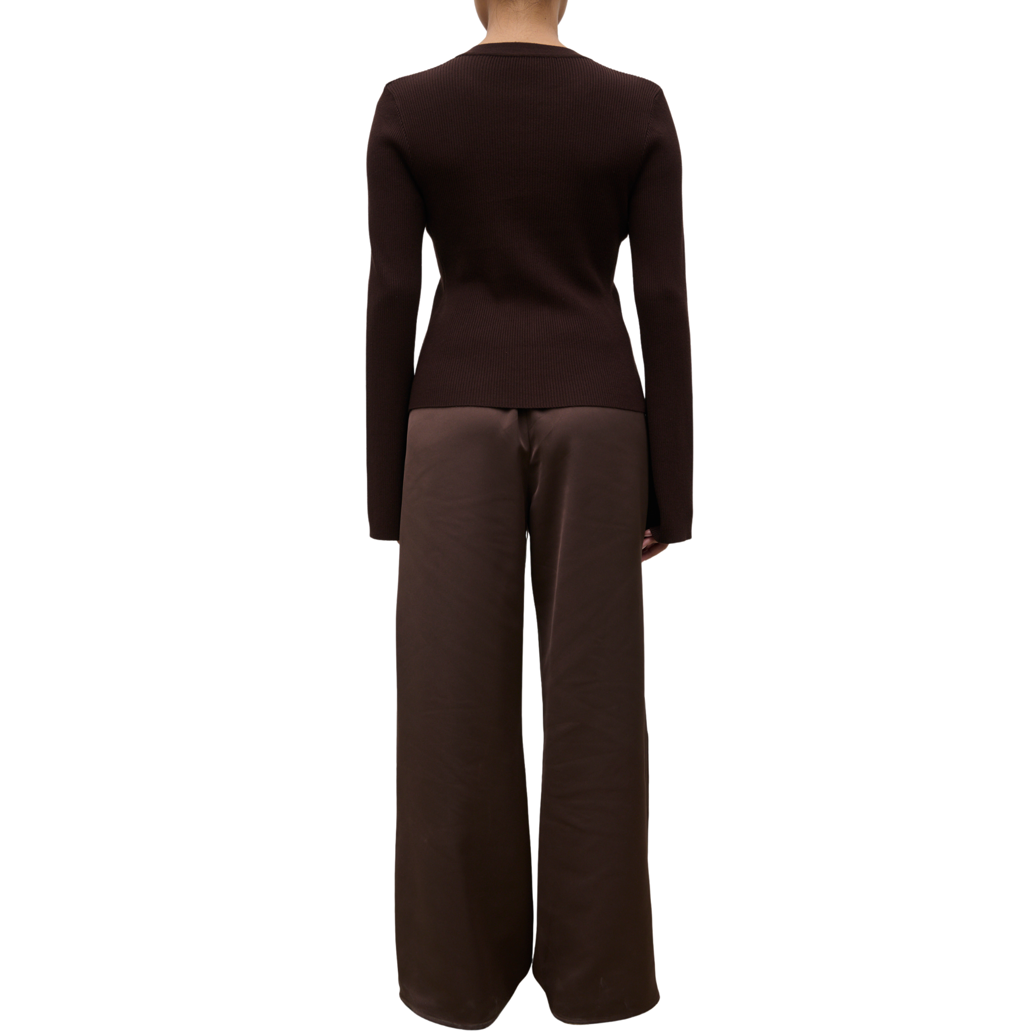 Womens Pretty Lavish Chocolate Brown Breya Satin Trousers