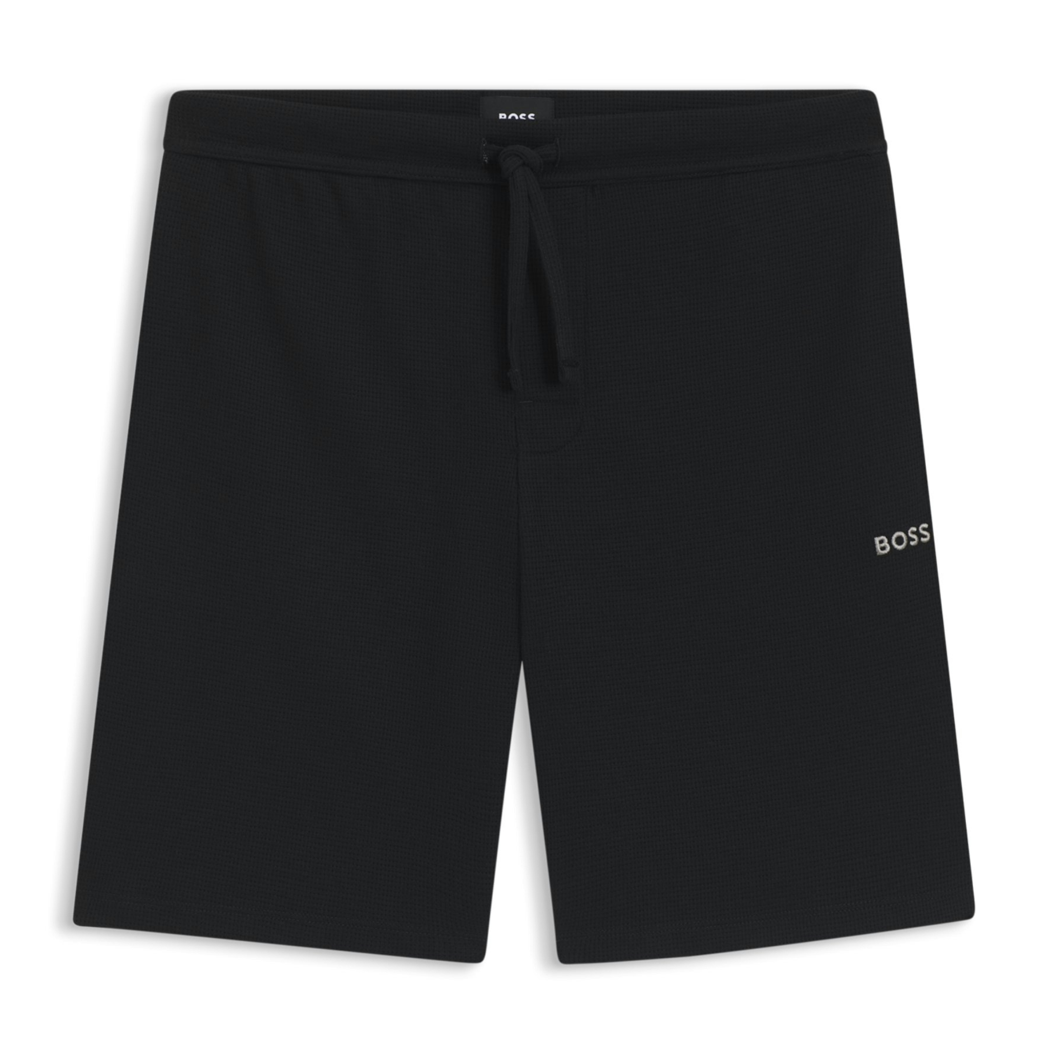 Mens BOSS Black Waffle Lounge Shorts