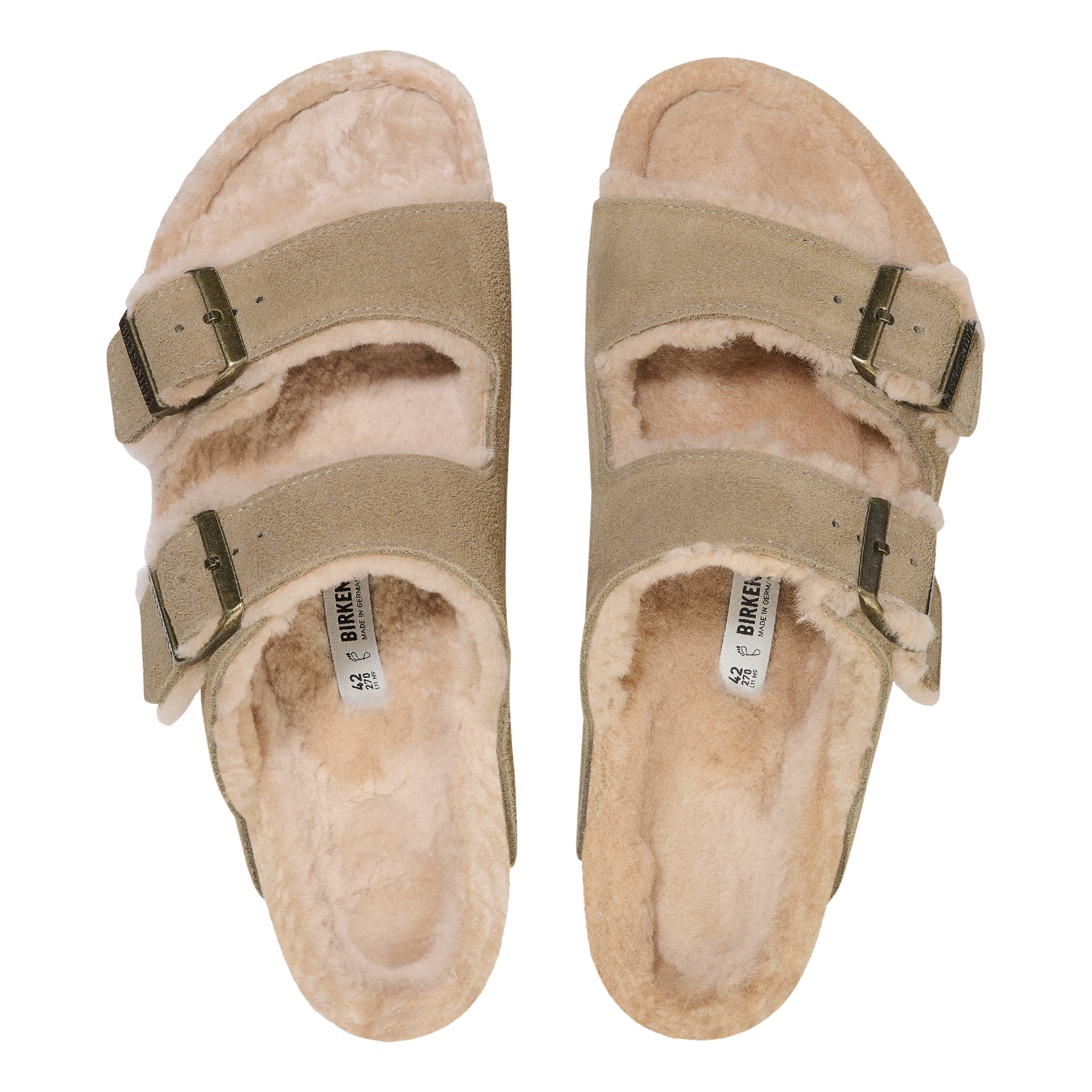 Womens Birkenstock Taupe Arizona Shearling Suede Sandals
