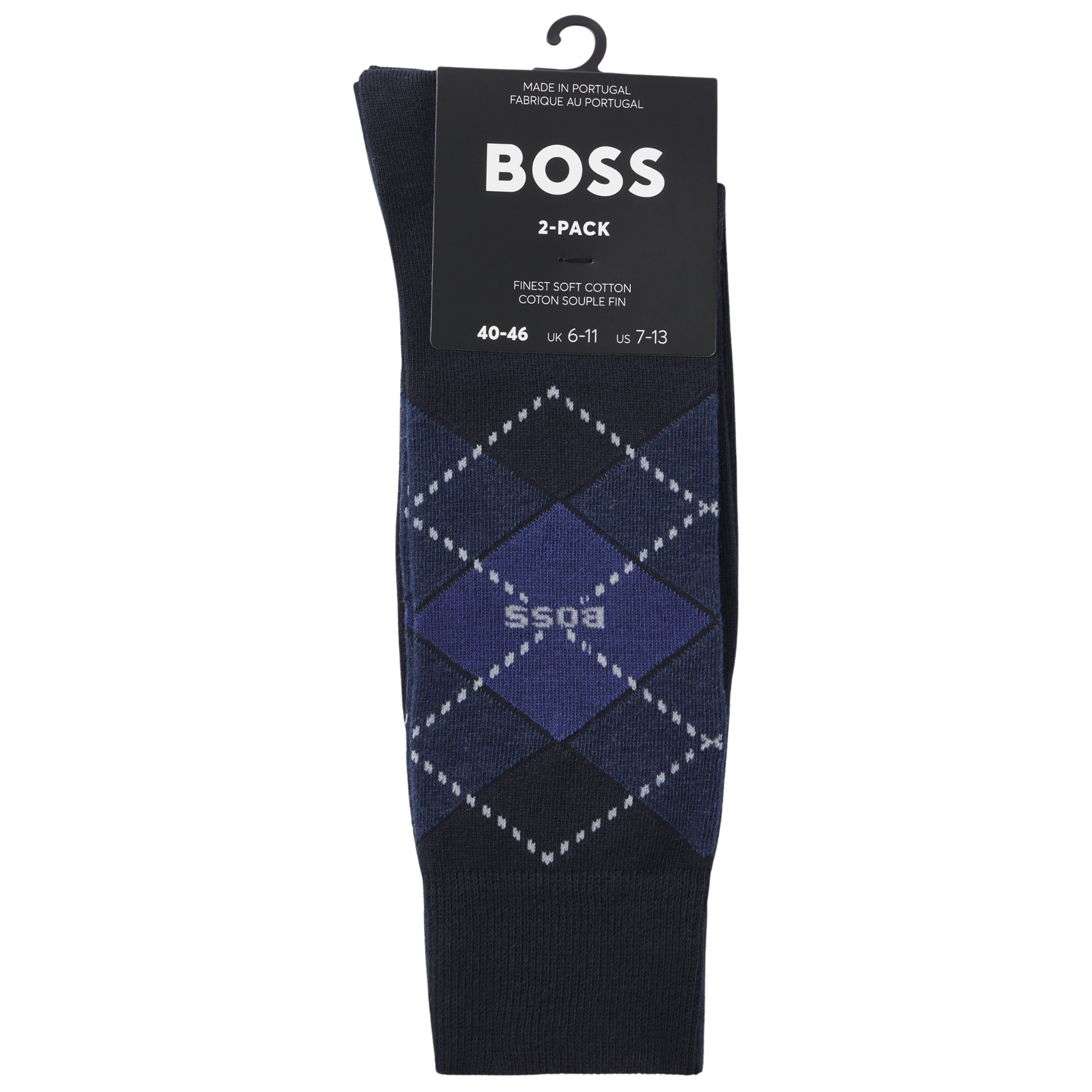 Mens BOSS Dark Blue 2PK RS Argyle CC Socks