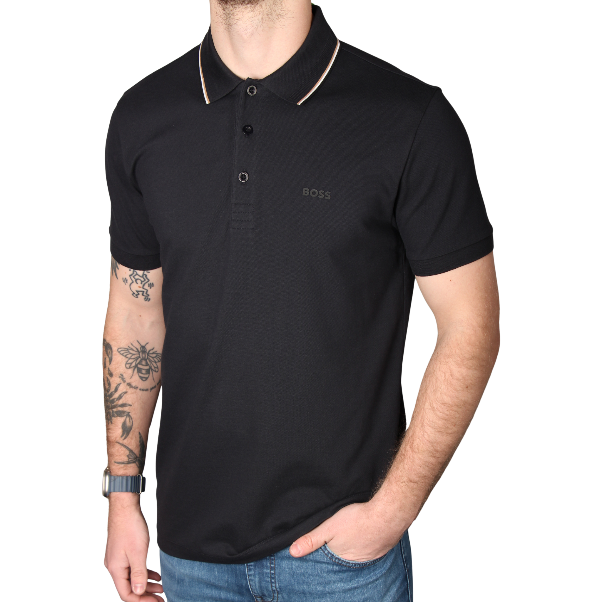 Mens BOSS Dark Blue PL_GOC Birdie Paule S/s Polo Shirt