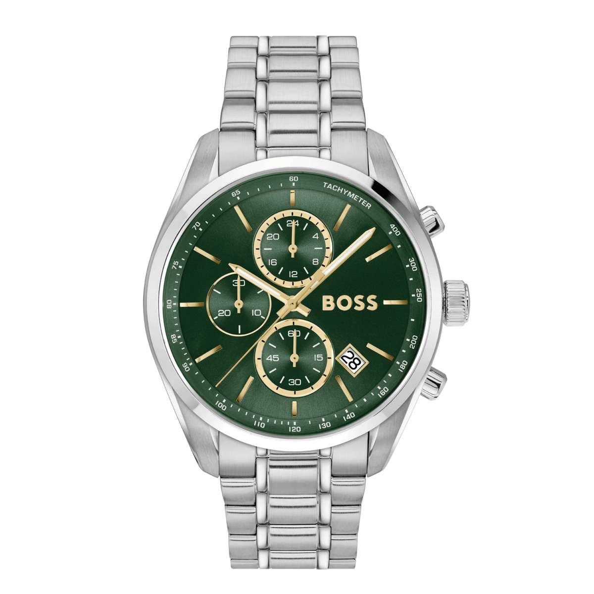Mens BOSS Silver/Green Grand Prix Watch & Cardholder Set